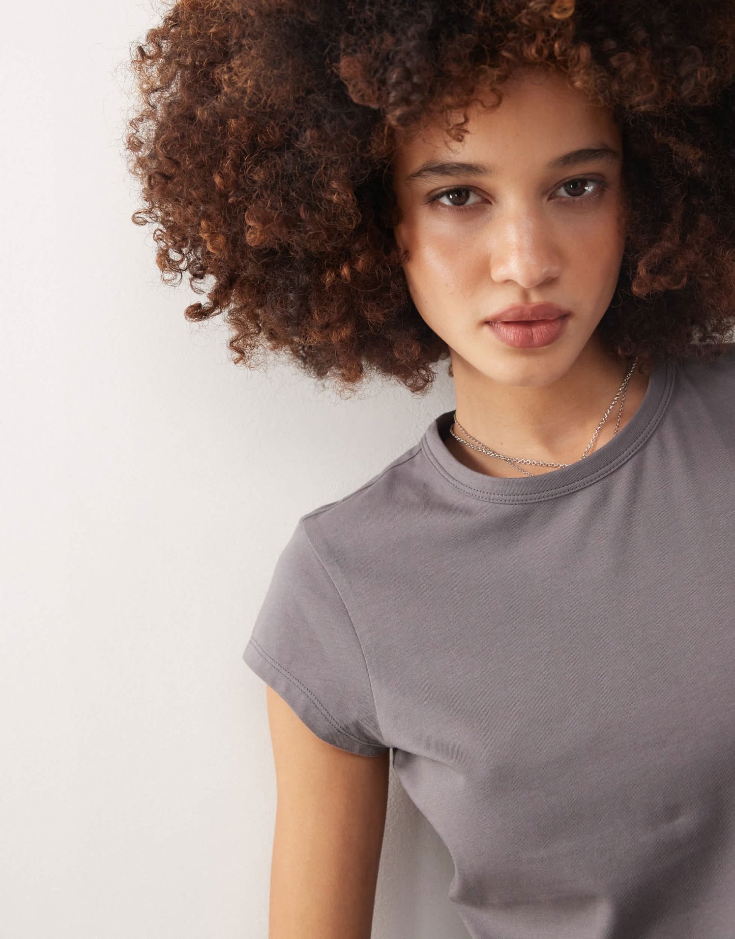 COLLUSION fitted longline cap sleeve t-shirt in grey - ASOS Sample Sale EU Store