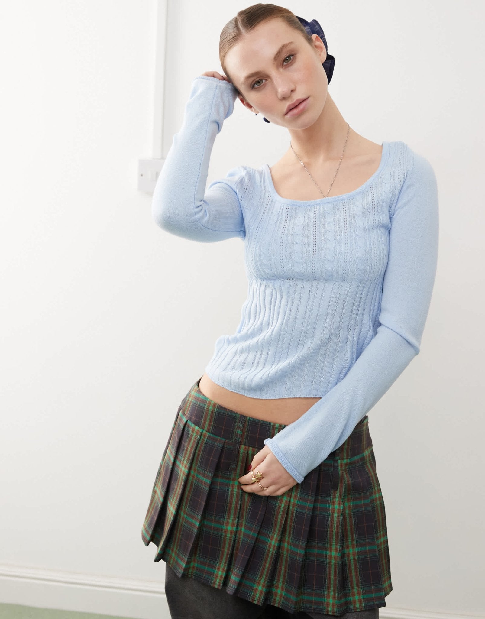 COLLUSION knit scoop neck long sleeve top in light blue - ASOS Sample Sale EU Store