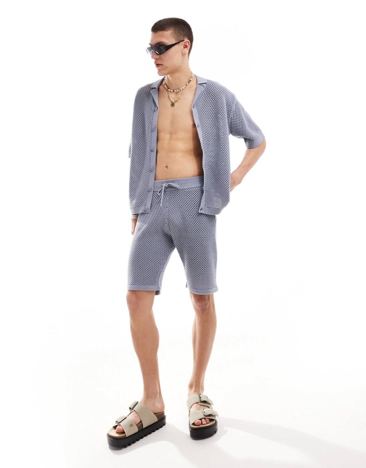 COLLUSION knitted shorts co - ord in light blue - ASOS Sample Sale EU Store