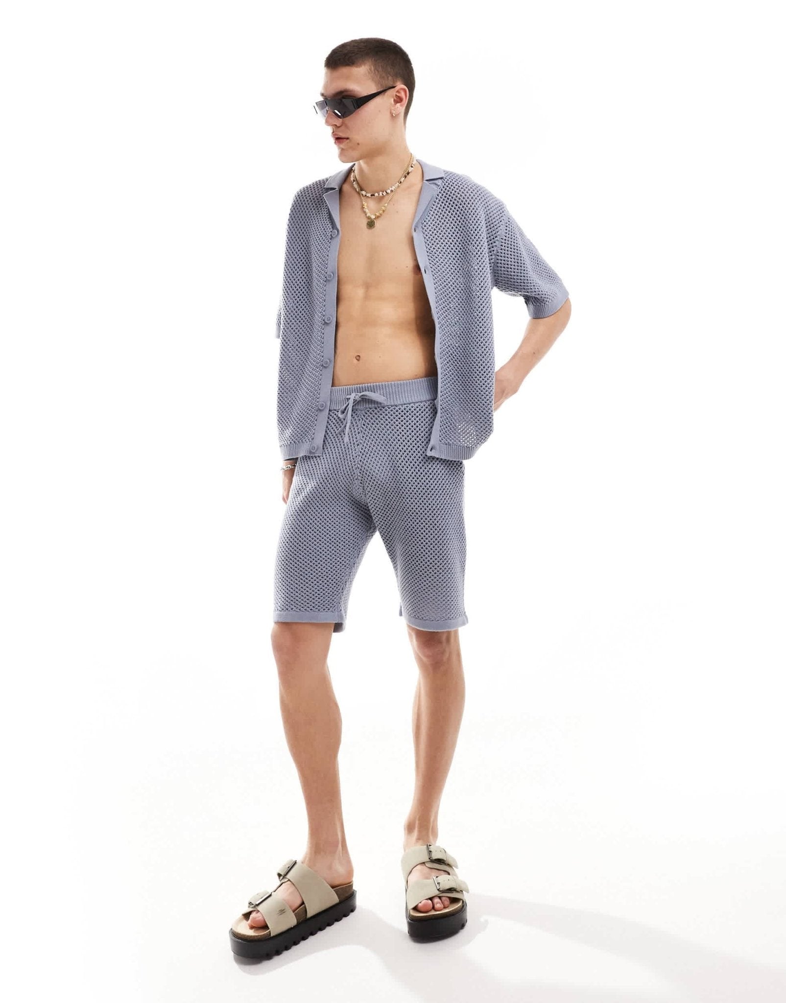 COLLUSION knitted shorts co - ord in light blue - ASOS Sample Sale EU Store
