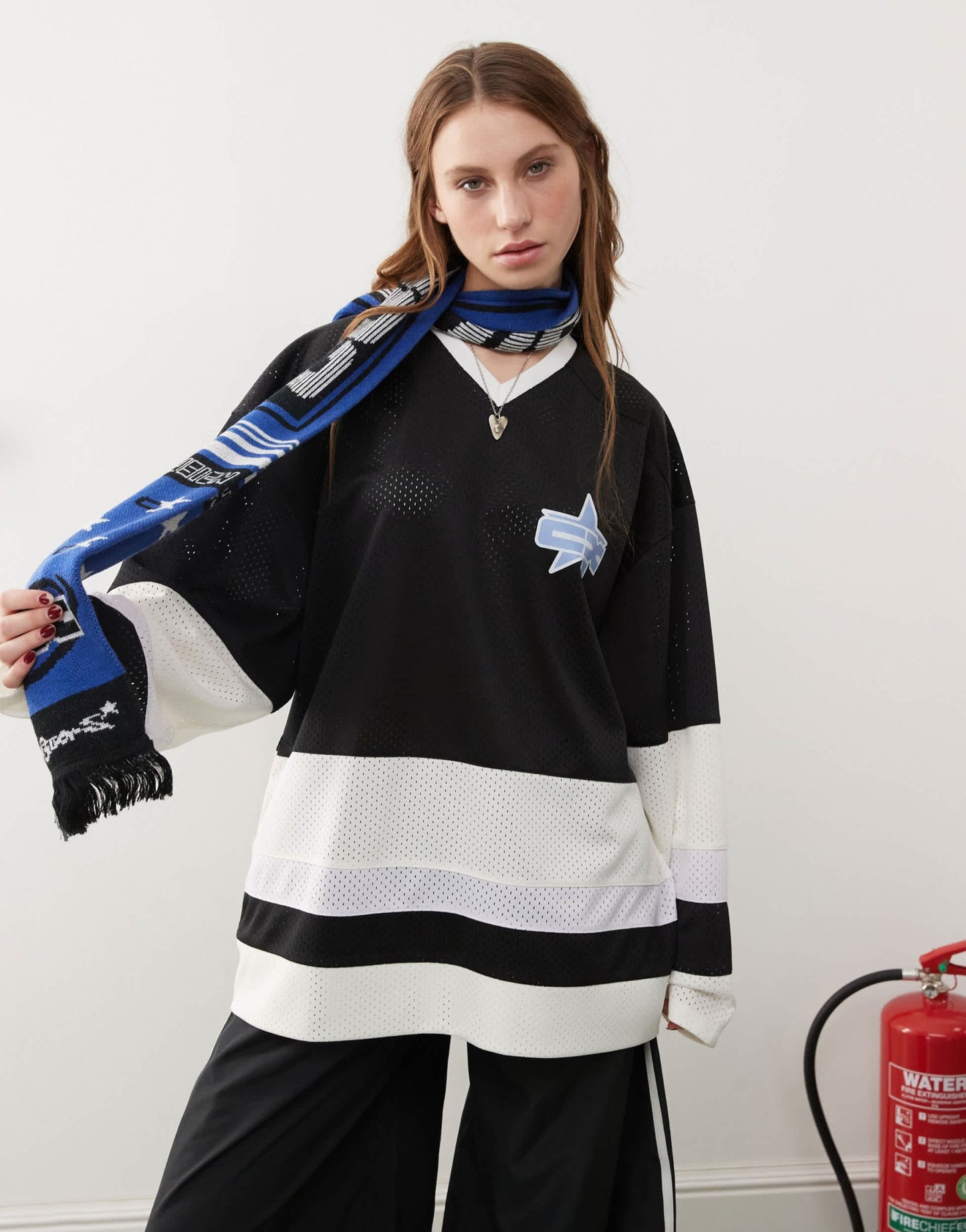 COLLUSION long sleeve oversized airtex sports top in multi - ASOS Sample Sale EU Store