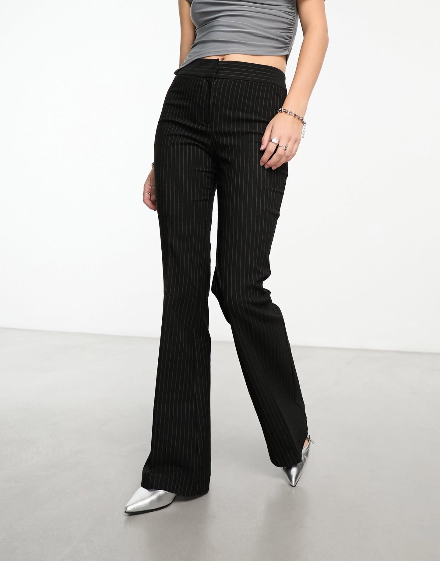 COLLUSION mid rise extreme flare trouser in pinstripe - ASOS Sample Sale EU Store