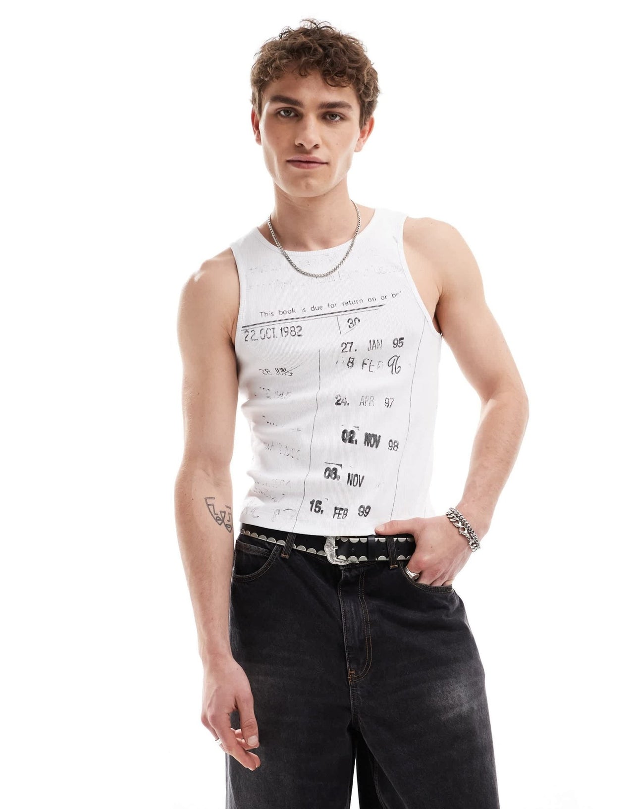 COLLUSION Muscle festival vest with vintage print in white - ASOS Sample Sale EU Store