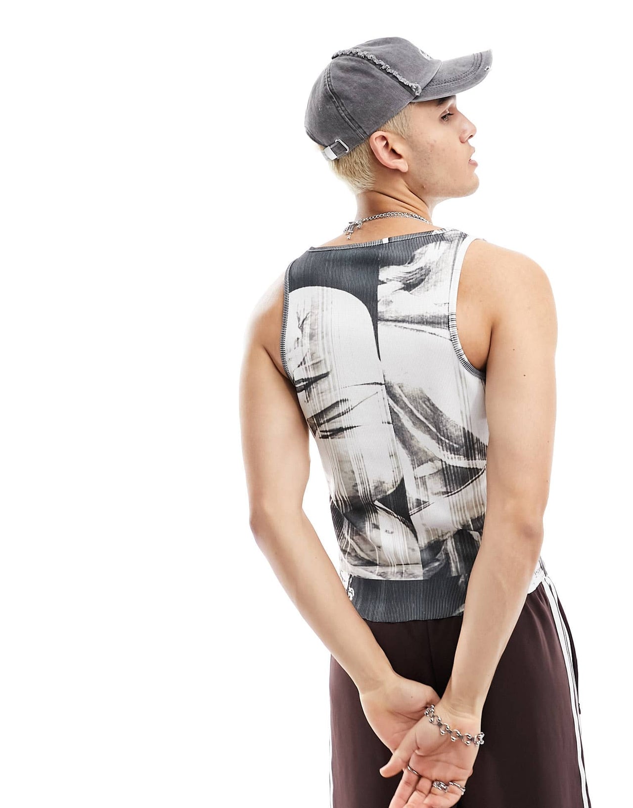COLLUSION notch neck shrunken muscle vest in black and white print - ASOS Sample Sale EU Store
