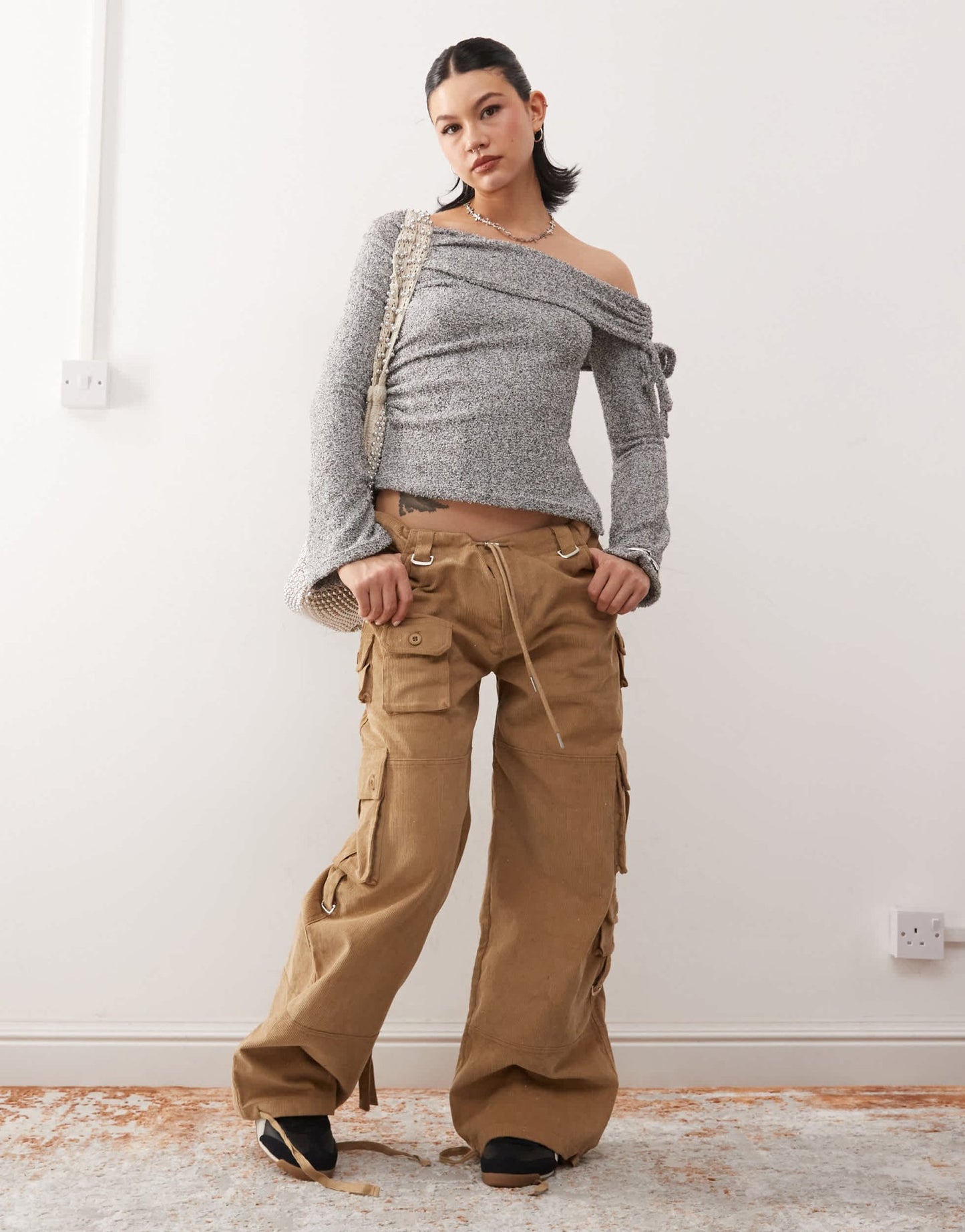 COLLUSION off the shoulder tie side long sleeve top - ASOS Sample Sale EU Store