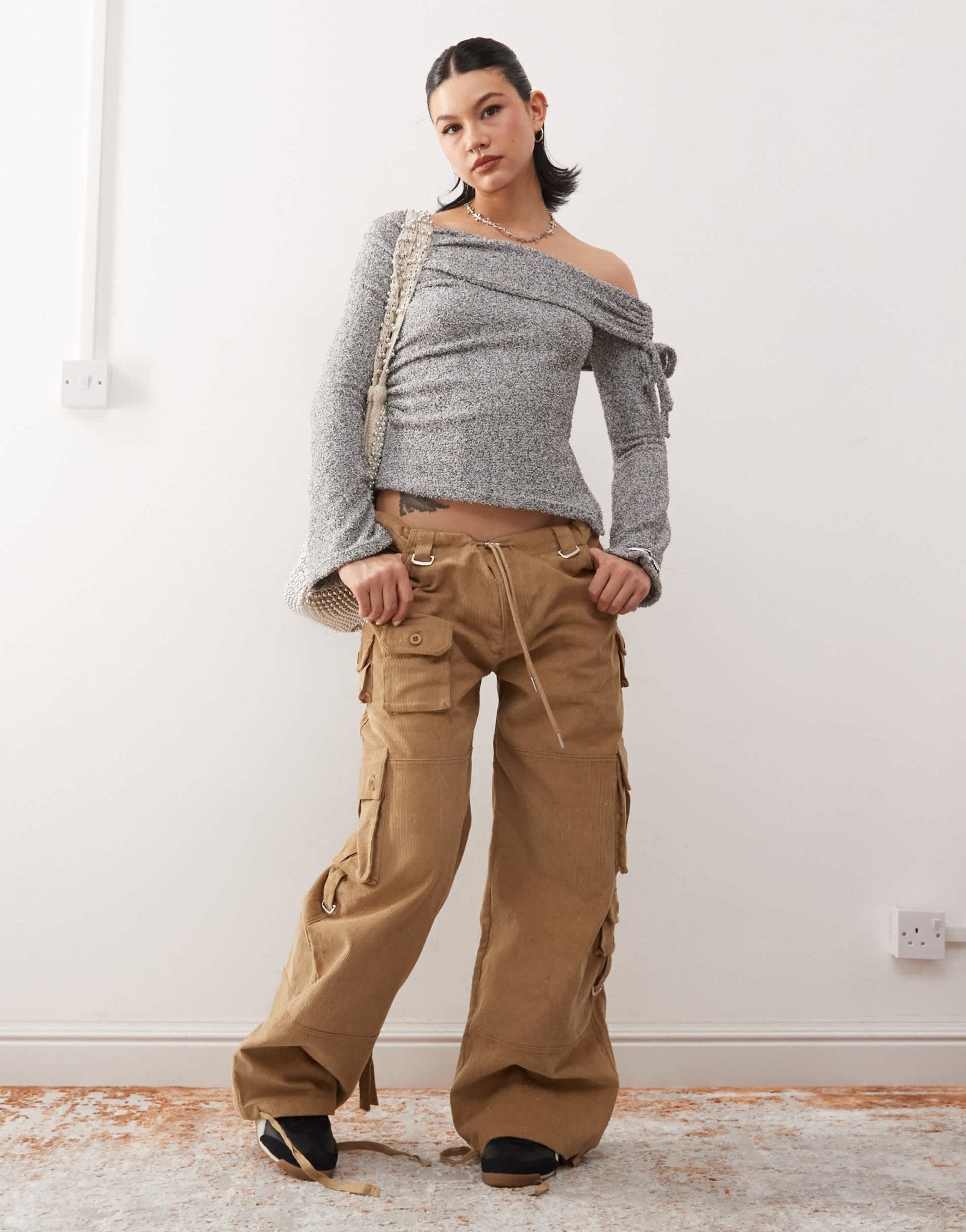 COLLUSION off the shoulder tie side long sleeve top - ASOS Sample Sale EU Store