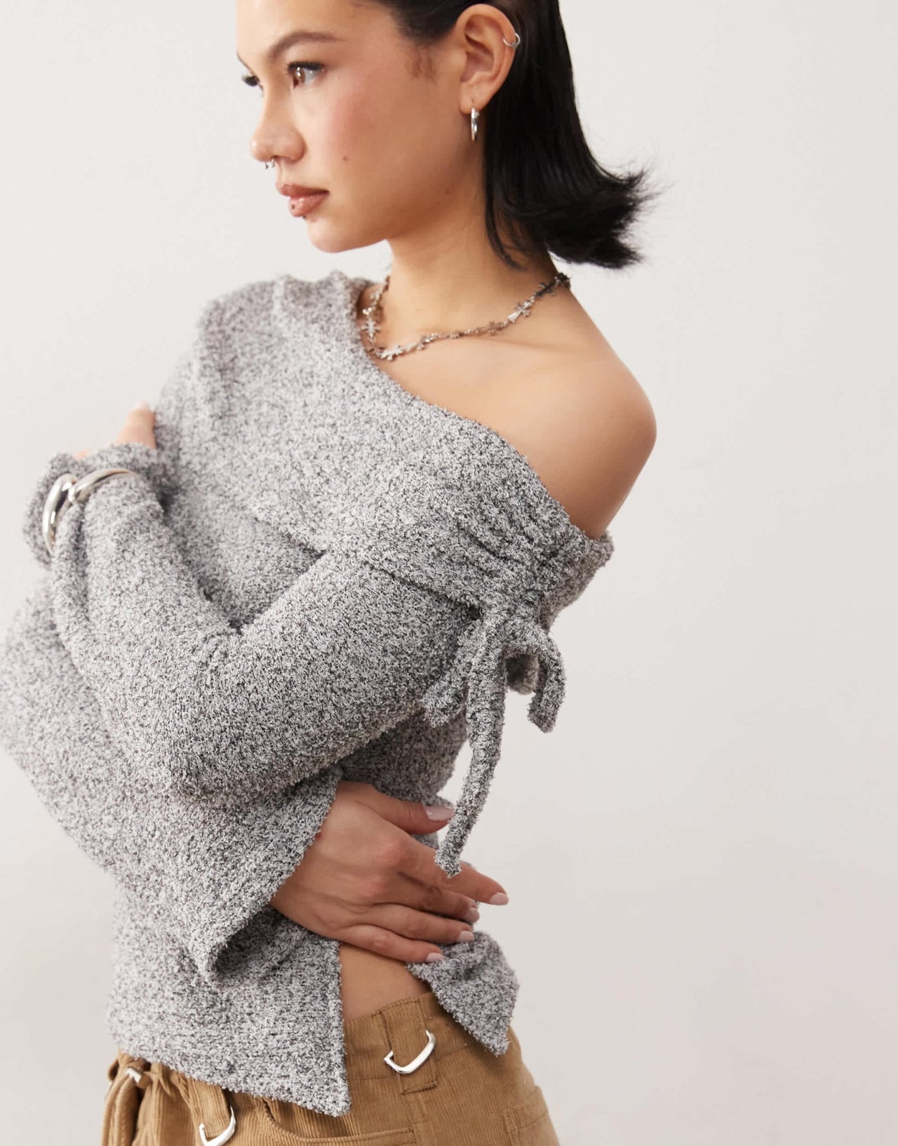 COLLUSION off the shoulder tie side long sleeve top - ASOS Sample Sale EU Store