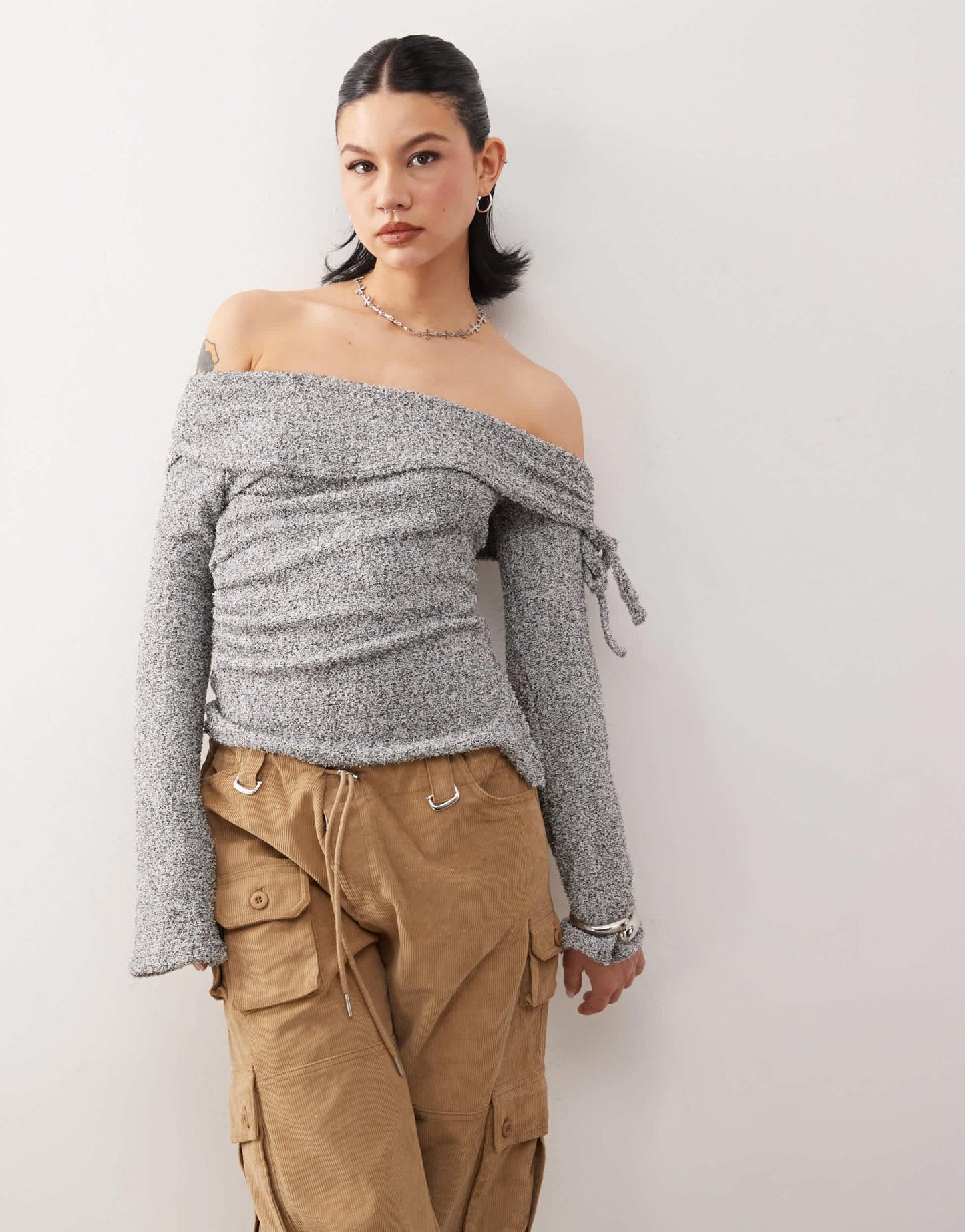 COLLUSION off the shoulder tie side long sleeve top - ASOS Sample Sale EU Store