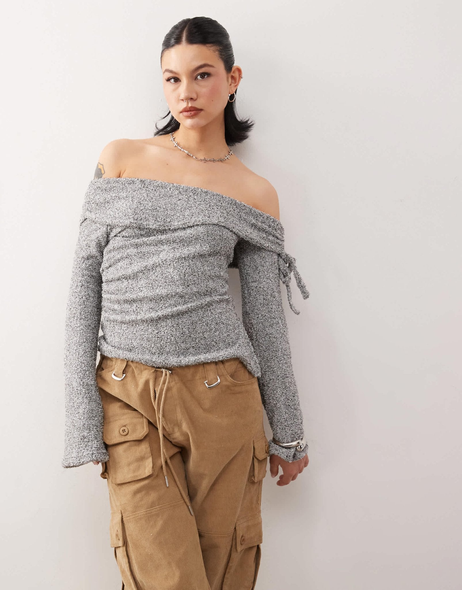 COLLUSION off the shoulder tie side long sleeve top - ASOS Sample Sale EU Store