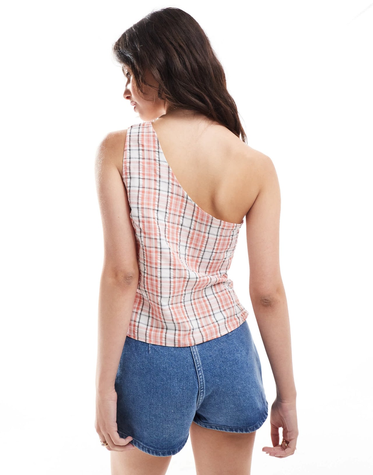 COLLUSION one shoulder top in blush check - ASOS Sample Sale EU Store