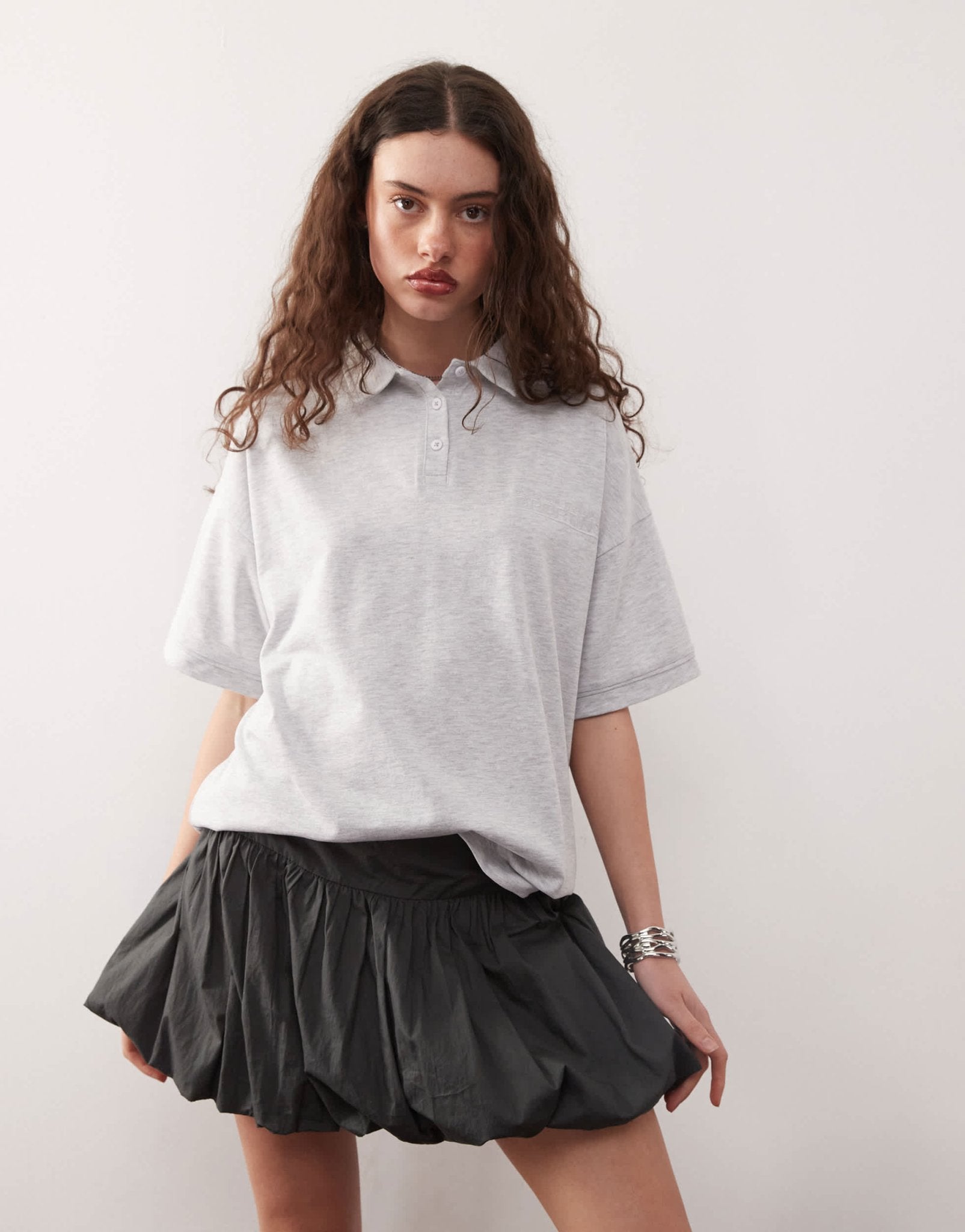 COLLUSION oversized polo in grey marl - ASOS Sample Sale EU Store