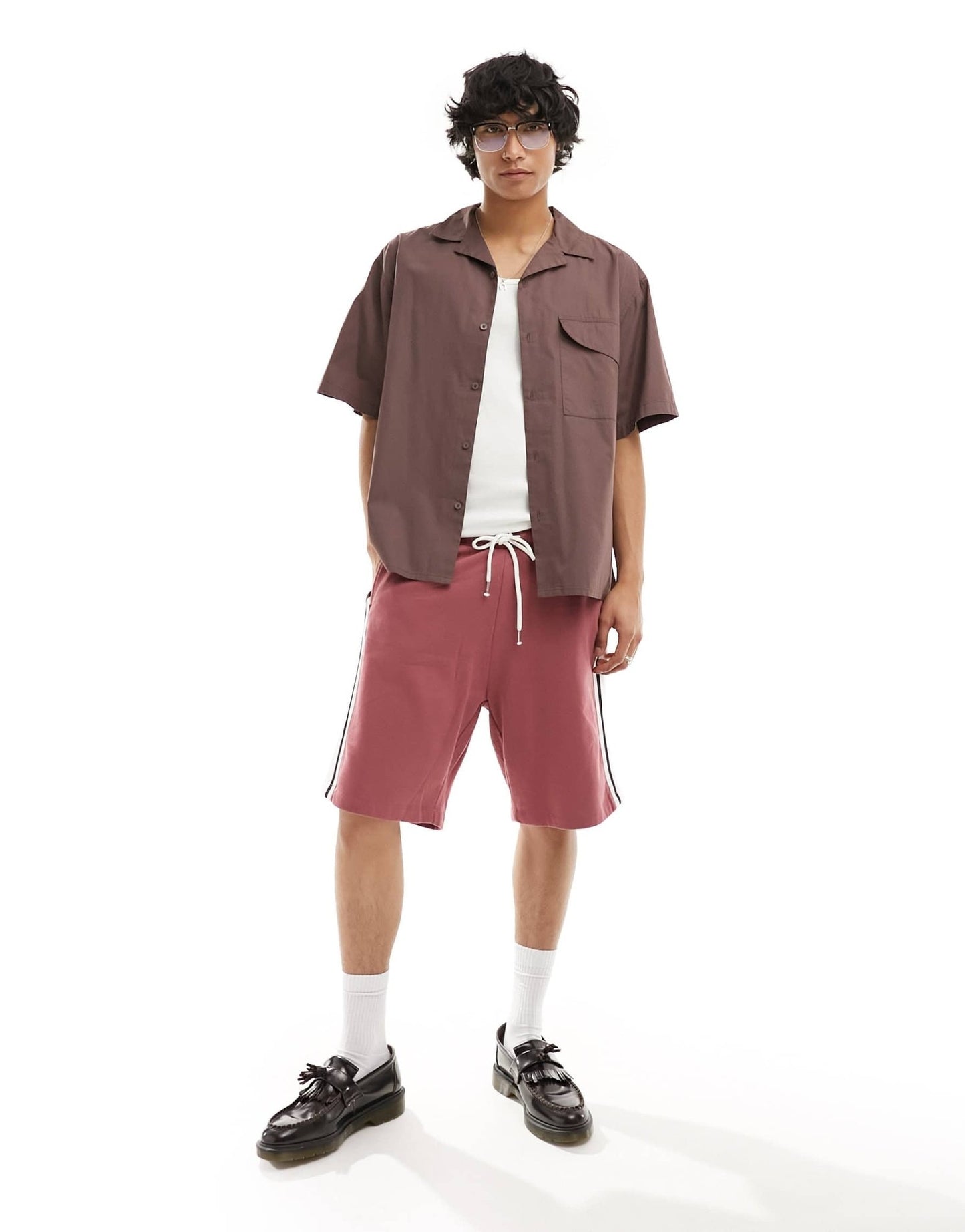 COLLUSION oversized poplin revere short sleeve shirt in brown - ASOS Sample Sale EU Store