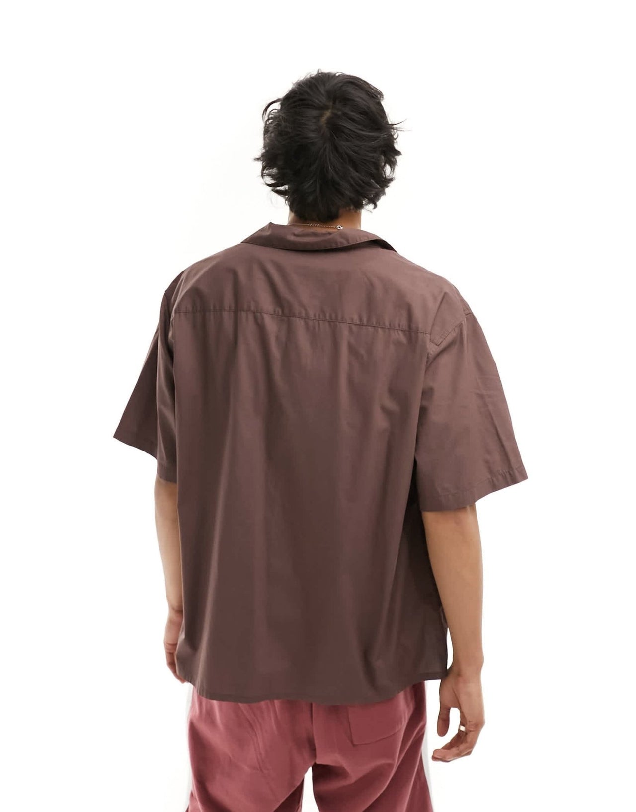 COLLUSION oversized poplin revere short sleeve shirt in brown - ASOS Sample Sale EU Store