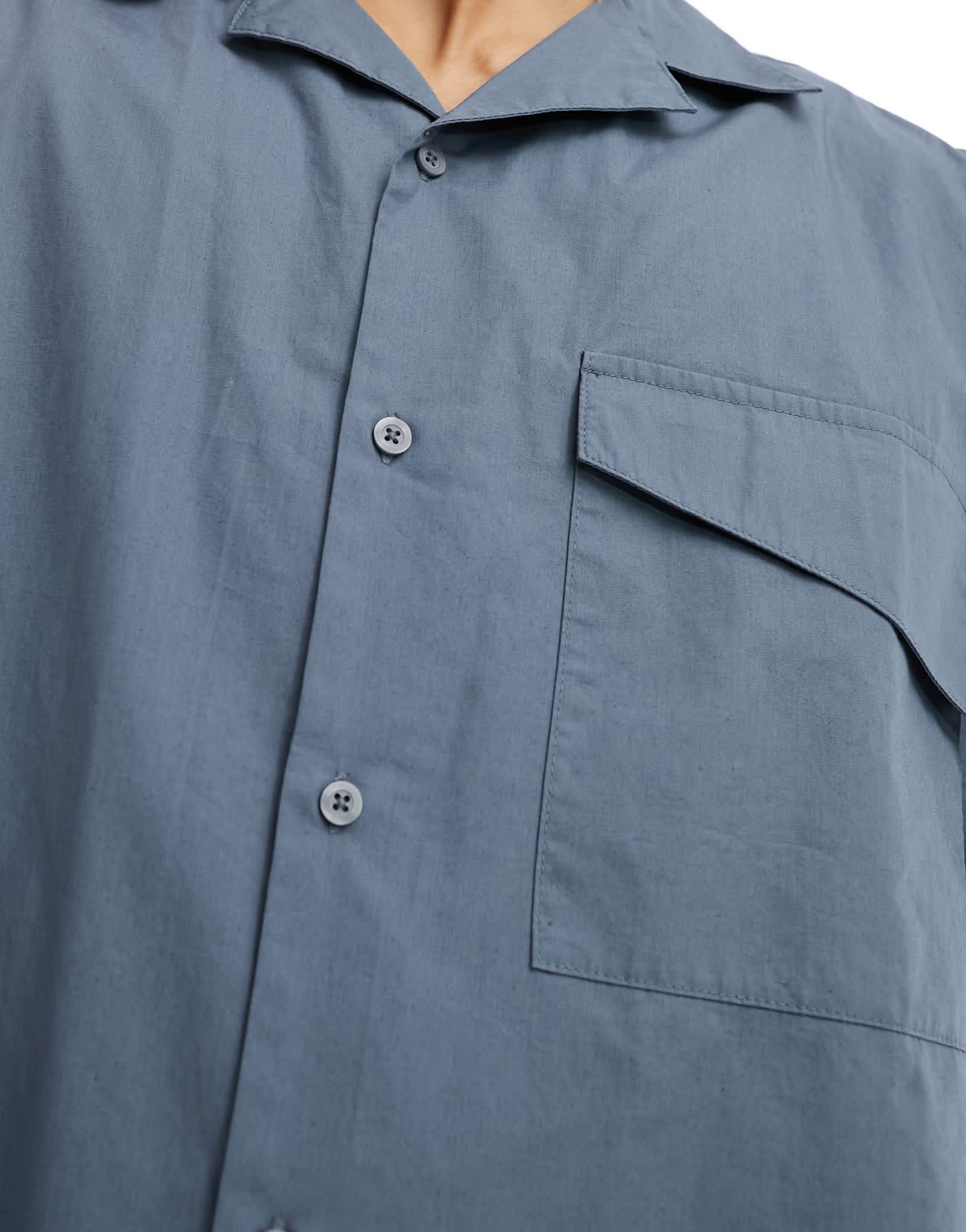 COLLUSION oversized poplin revere short sleeve shirt in grey - ASOS Sample Sale EU Store