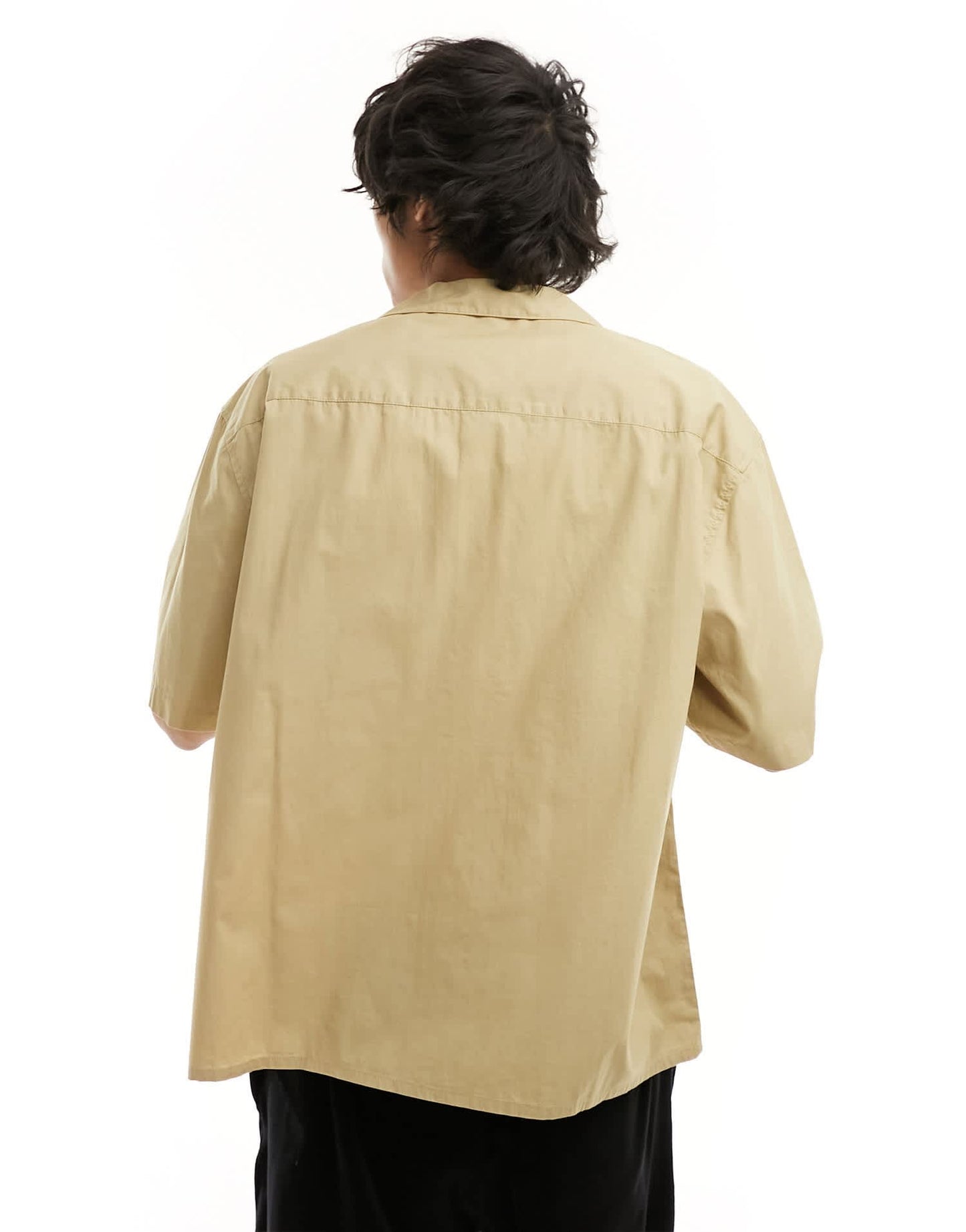 COLLUSION oversized poplin revere short sleeve shirt in khaki - ASOS Sample Sale EU Store