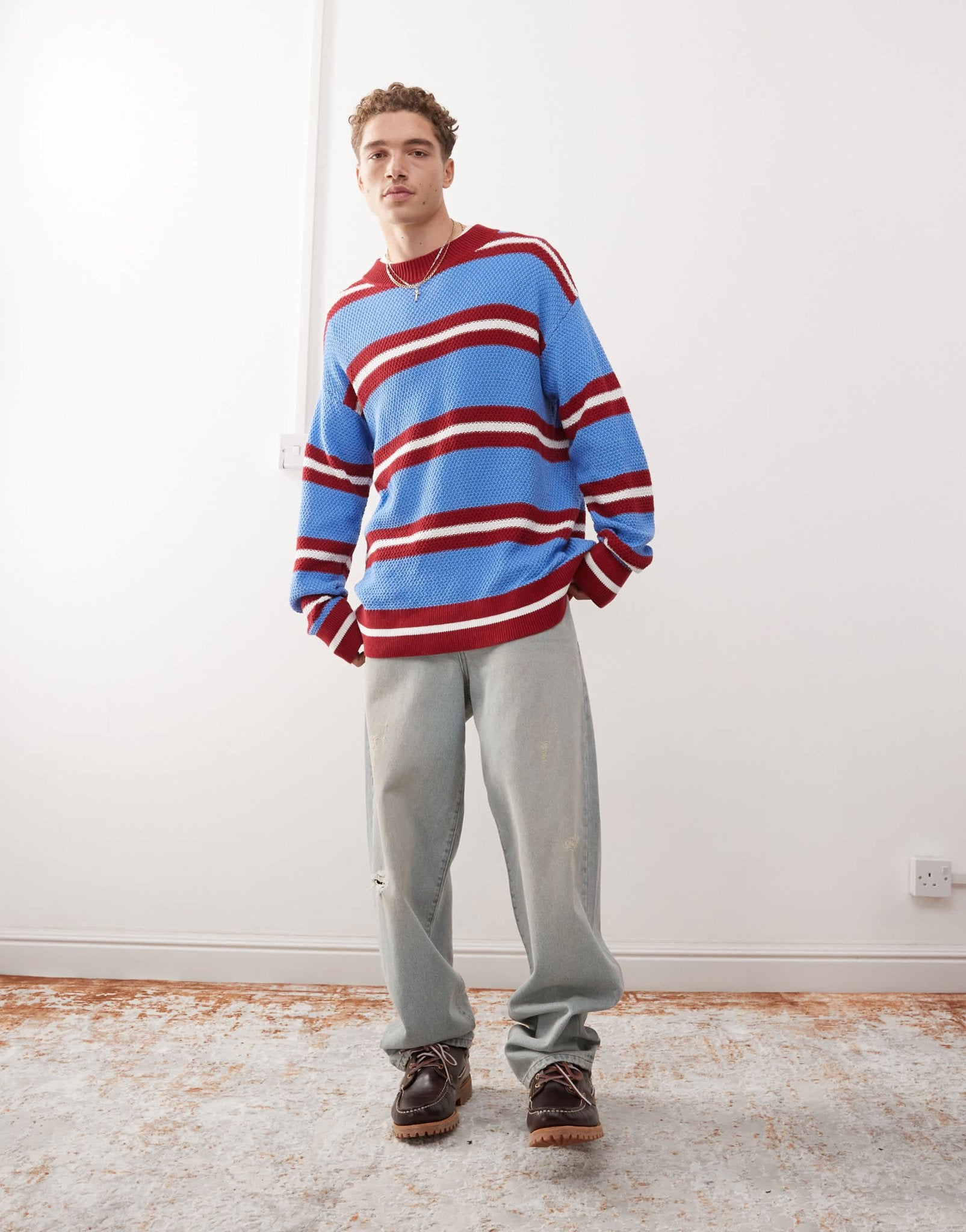 COLLUSION oversized stripe knitted jumper in red - ASOS Sample Sale EU Store