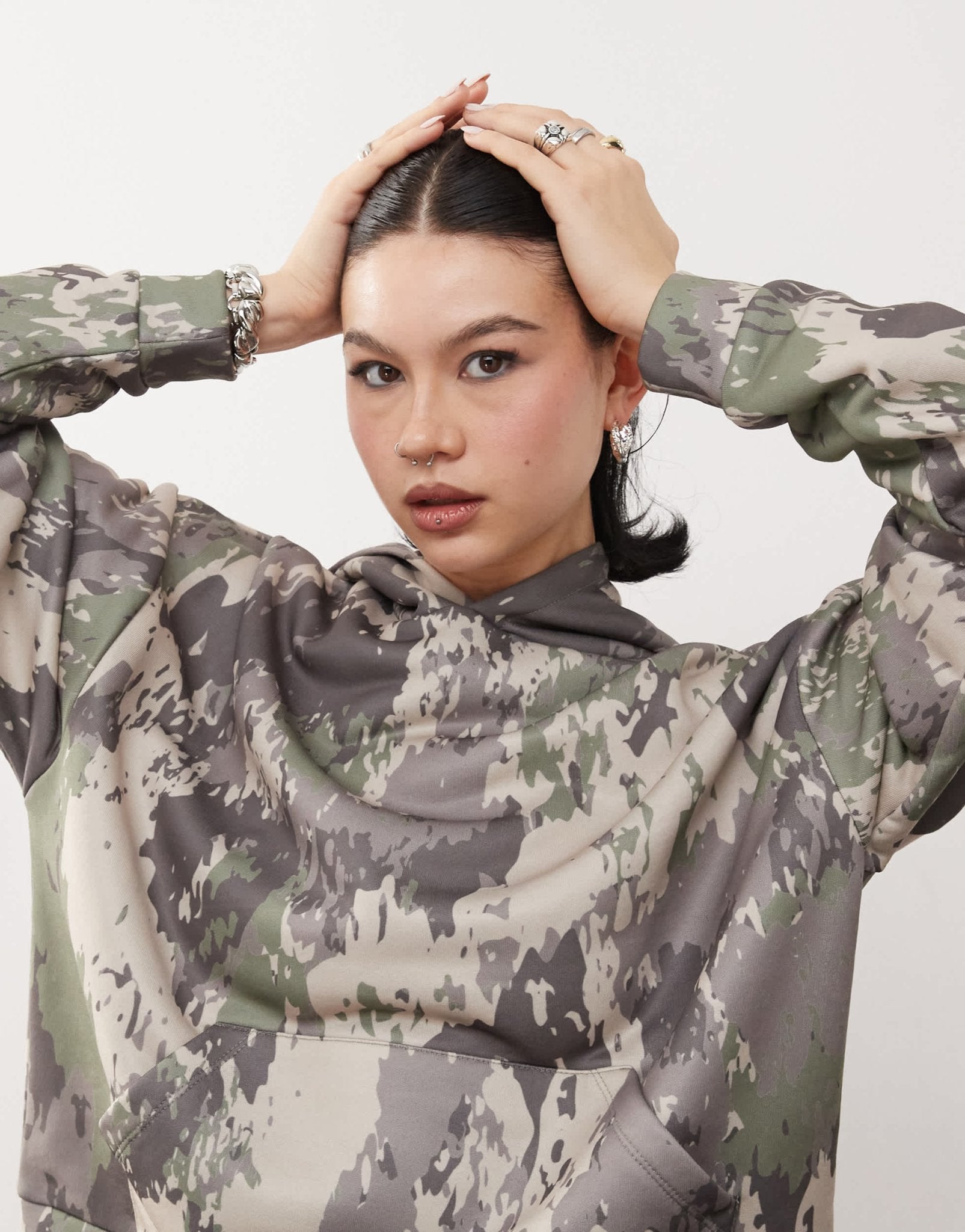 COLLUSION relaxed hoodie in green camo - ASOS Sample Sale EU Store