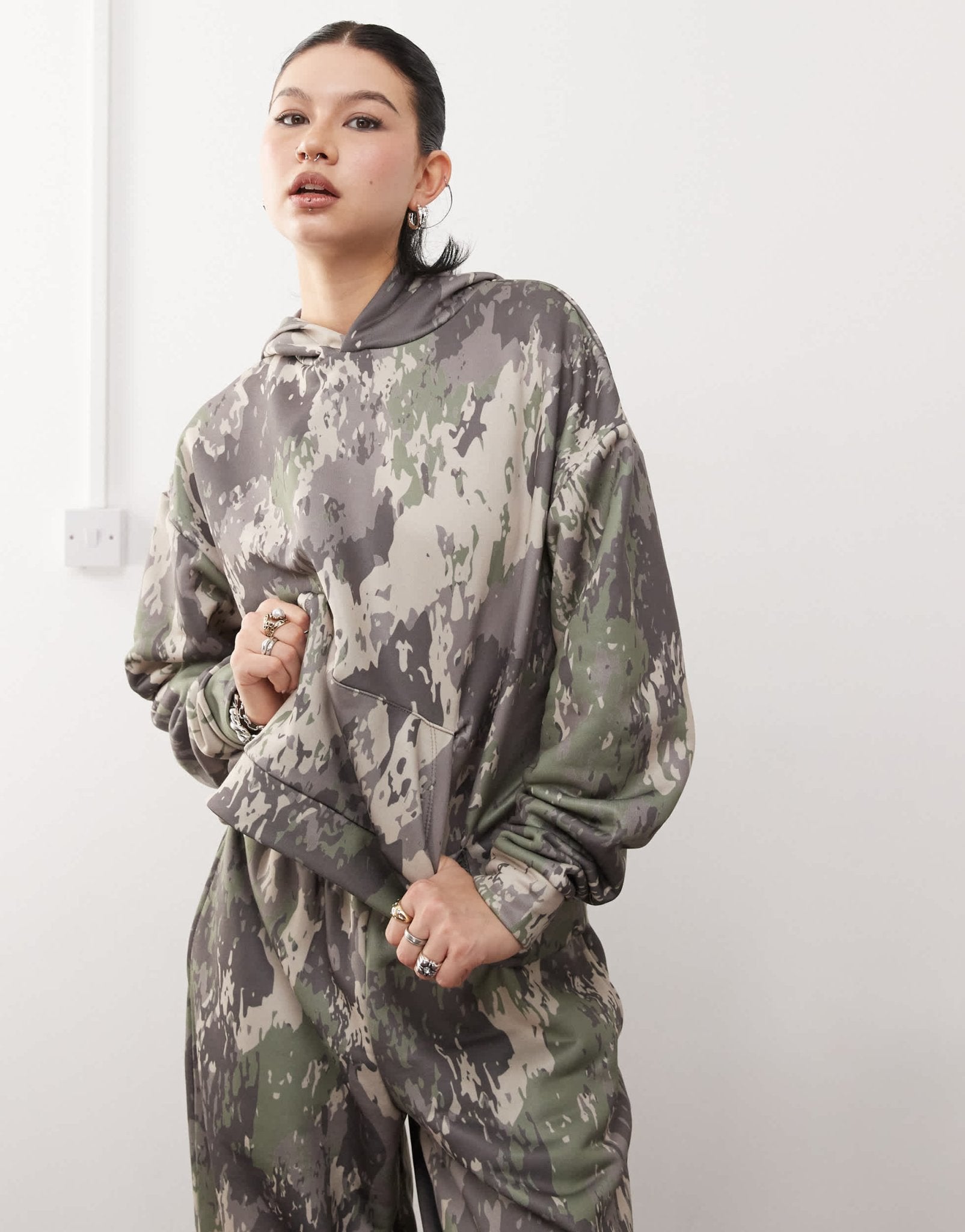 COLLUSION relaxed hoodie in green camo - ASOS Sample Sale EU Store