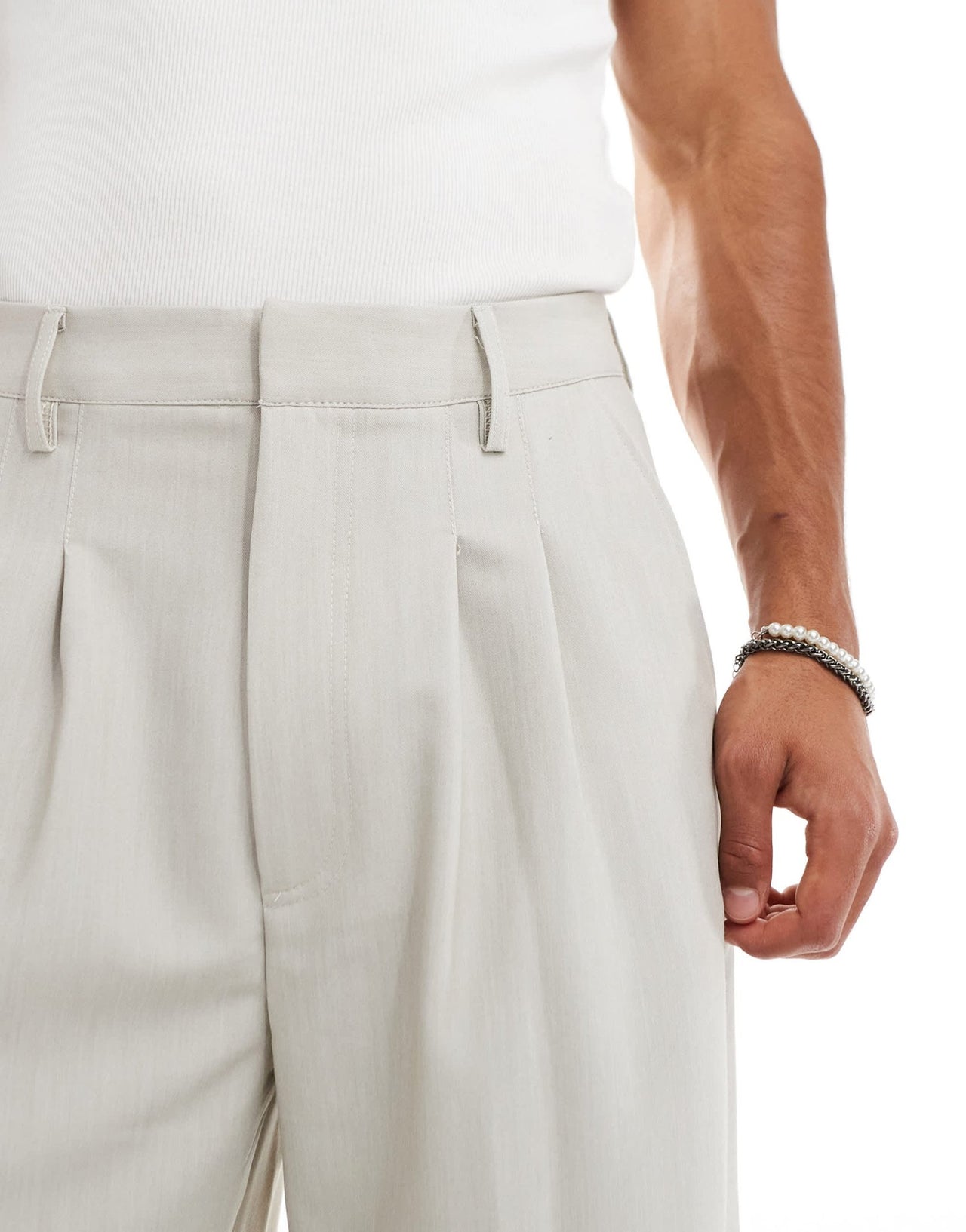 COLLUSION relaxed wide leg tailored trousers in stone - ASOS Sample Sale EU Store