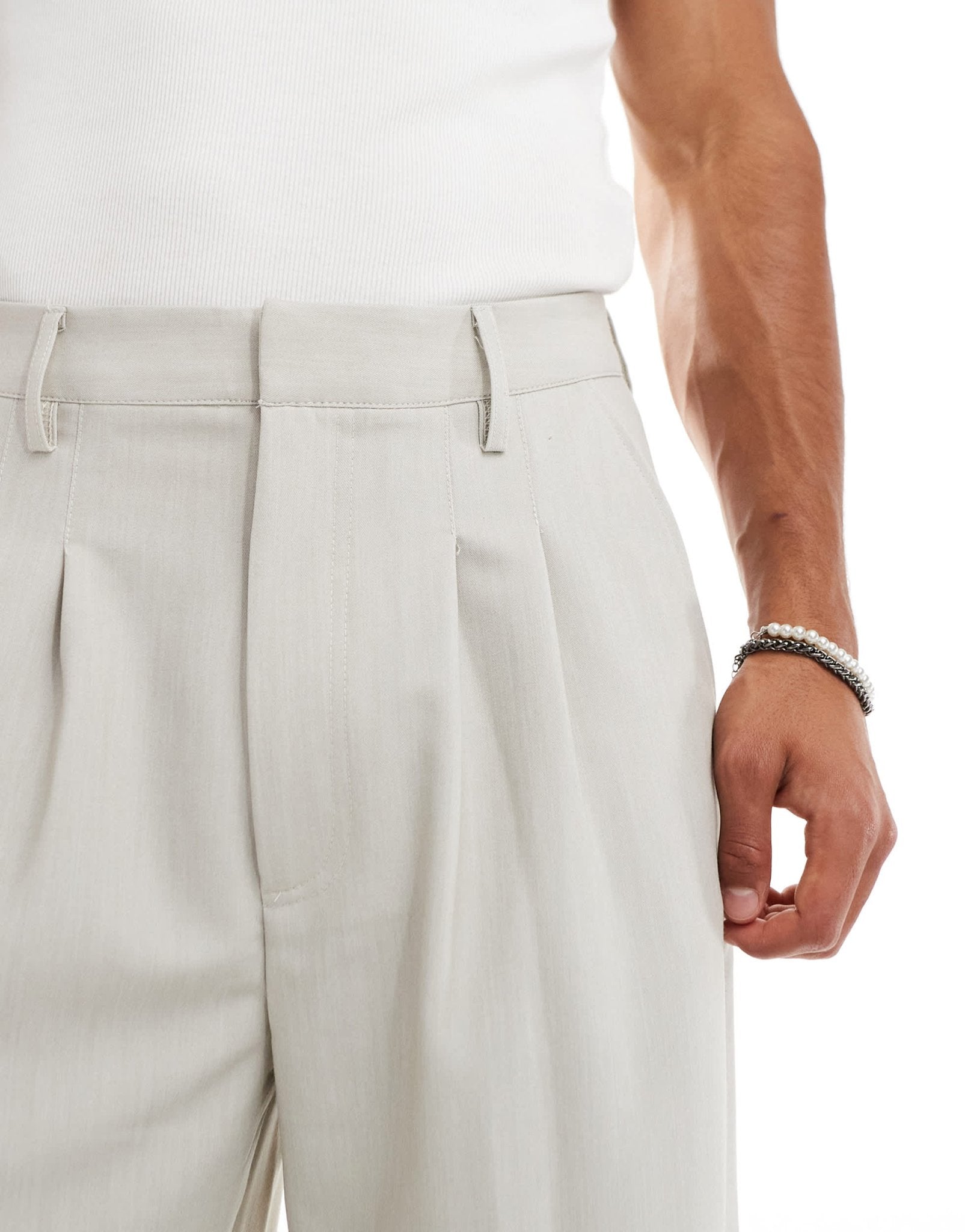 COLLUSION relaxed wide leg tailored trousers in stone - ASOS Sample Sale EU Store