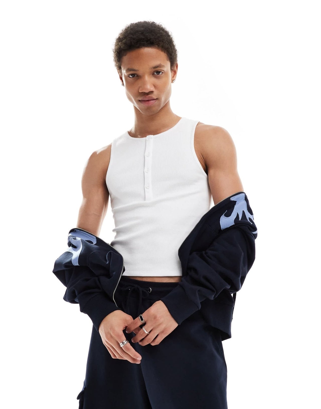 COLLUSION rib slim fit button vest in white - ASOS Sample Sale EU Store