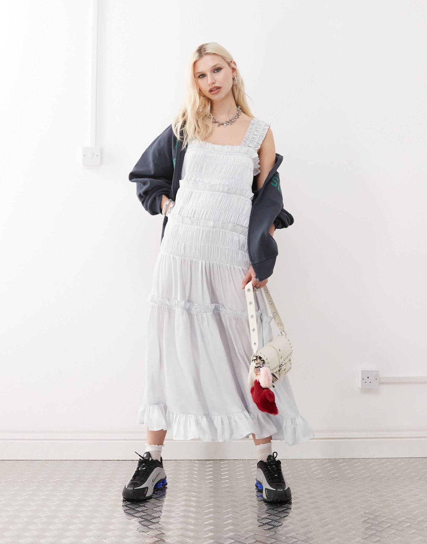 COLLUSION satin tiered maxi dress in light blue - ASOS Sample Sale EU Store