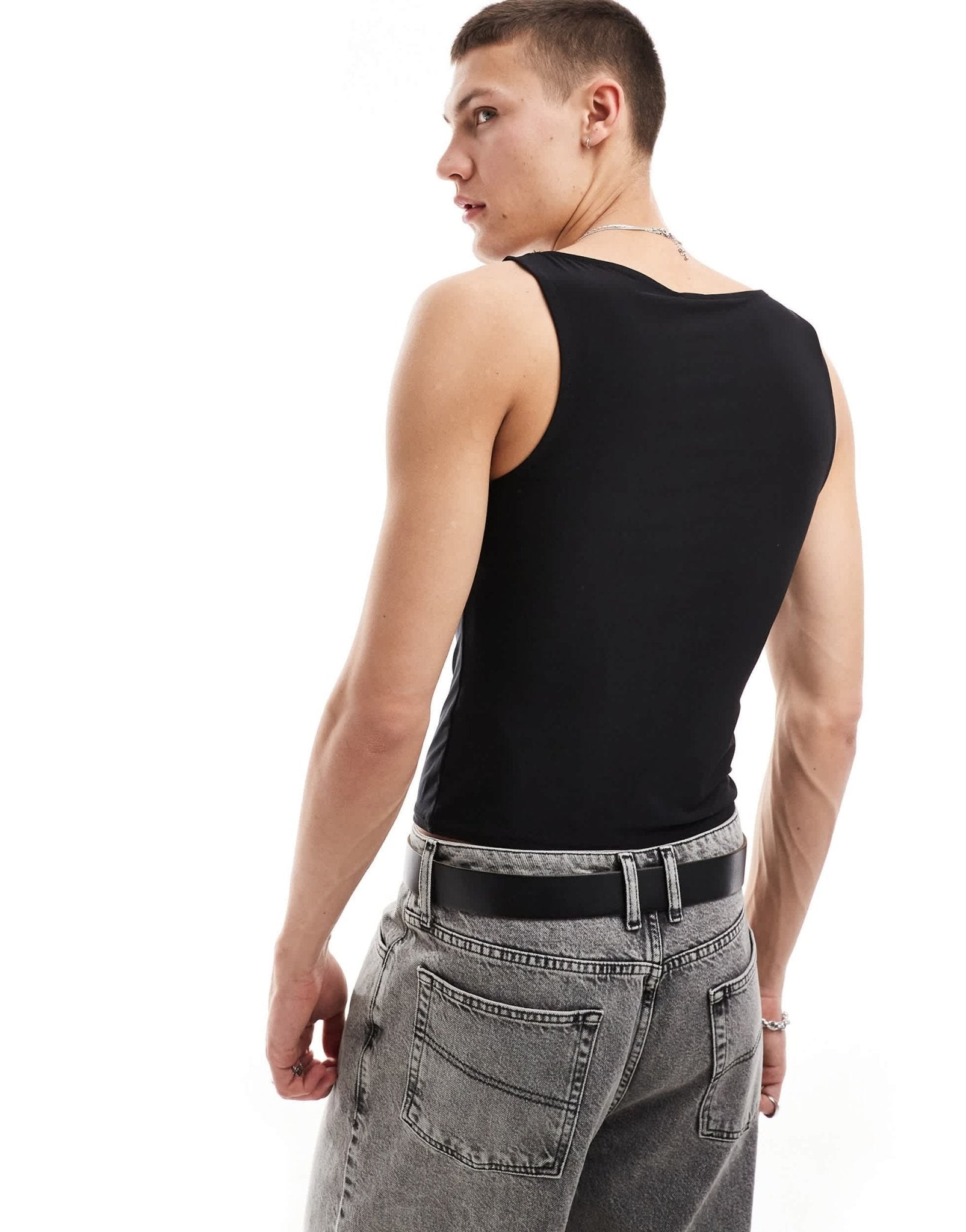 COLLUSION Slash neck muscle fit vest in black - ASOS Sample Sale EU Store