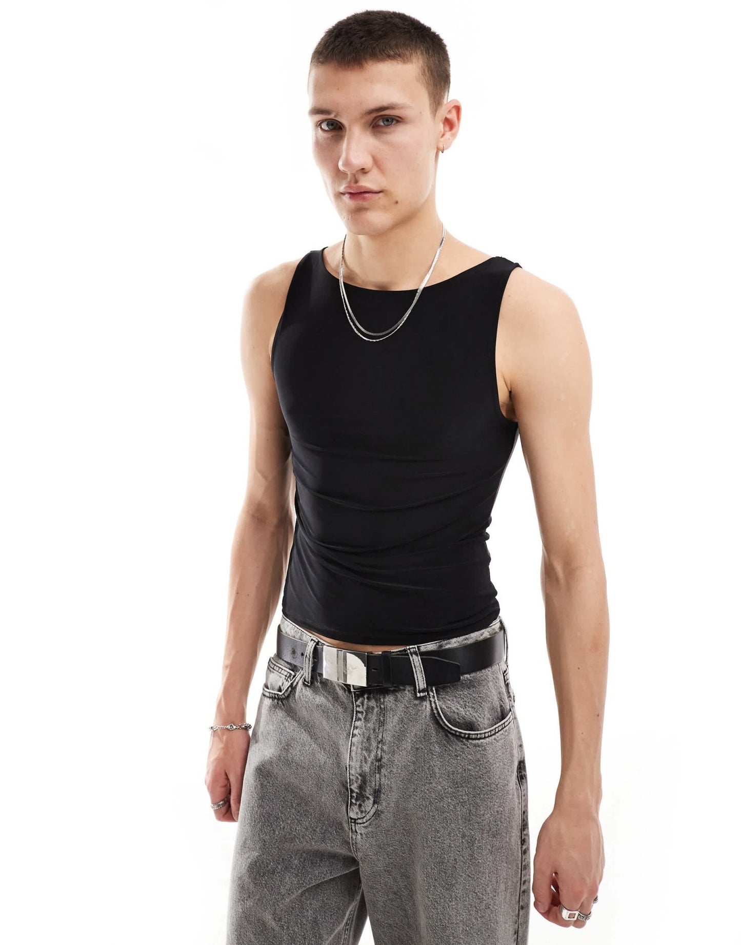 COLLUSION Slash neck muscle fit vest in black - ASOS Sample Sale EU Store