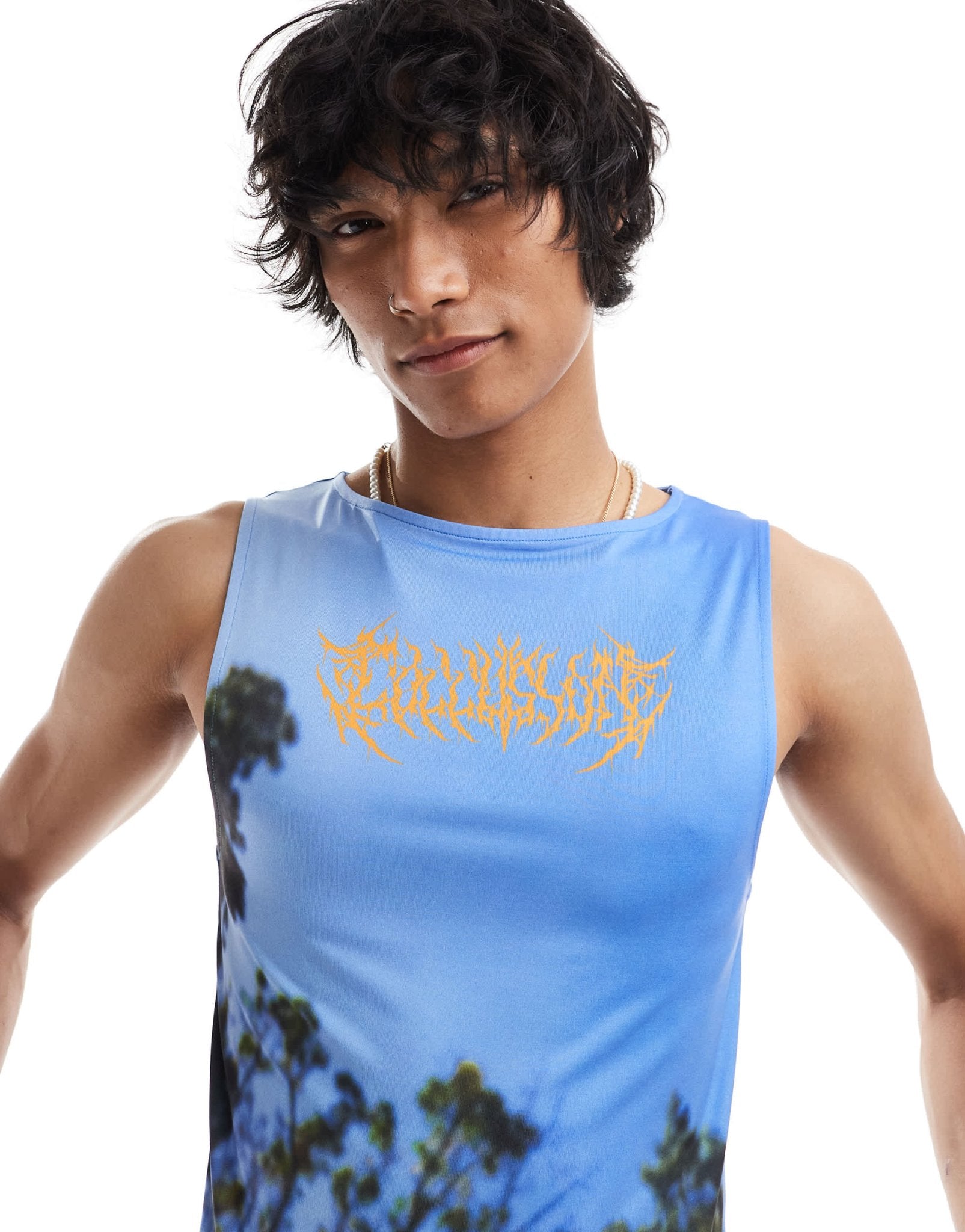 COLLUSION Slash neck vest with blue sky print - ASOS Sample Sale EU Store