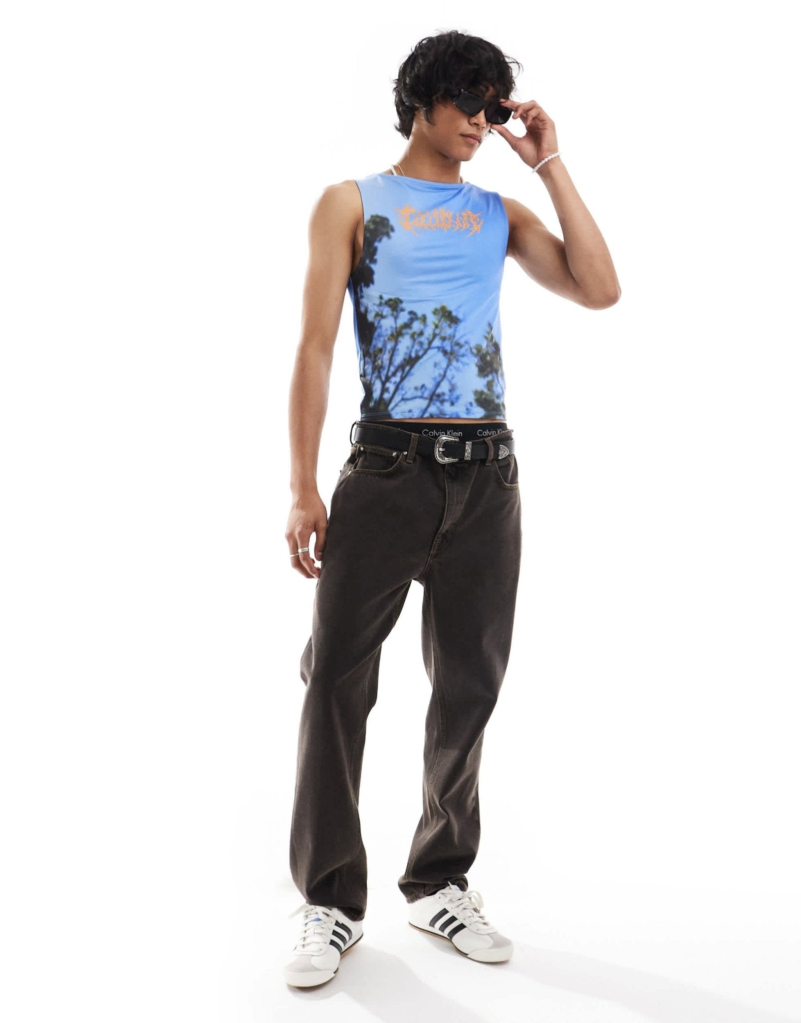 COLLUSION Slash neck vest with blue sky print - ASOS Sample Sale EU Store