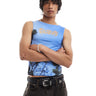 COLLUSION Slash neck vest with blue sky print