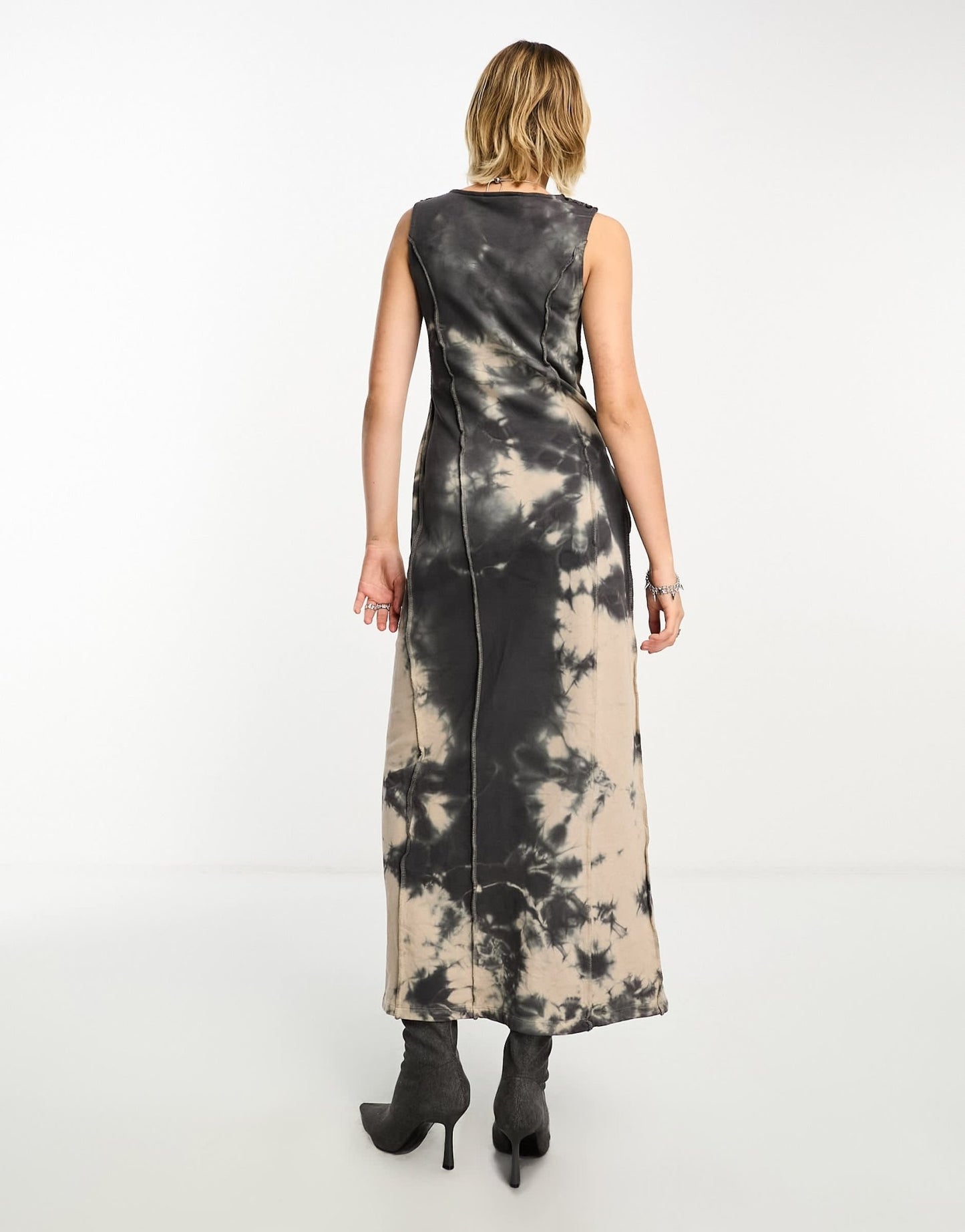 COLLUSION slash neck wrap tie dye maxi dress in neutral - ASOS Sample Sale EU Store