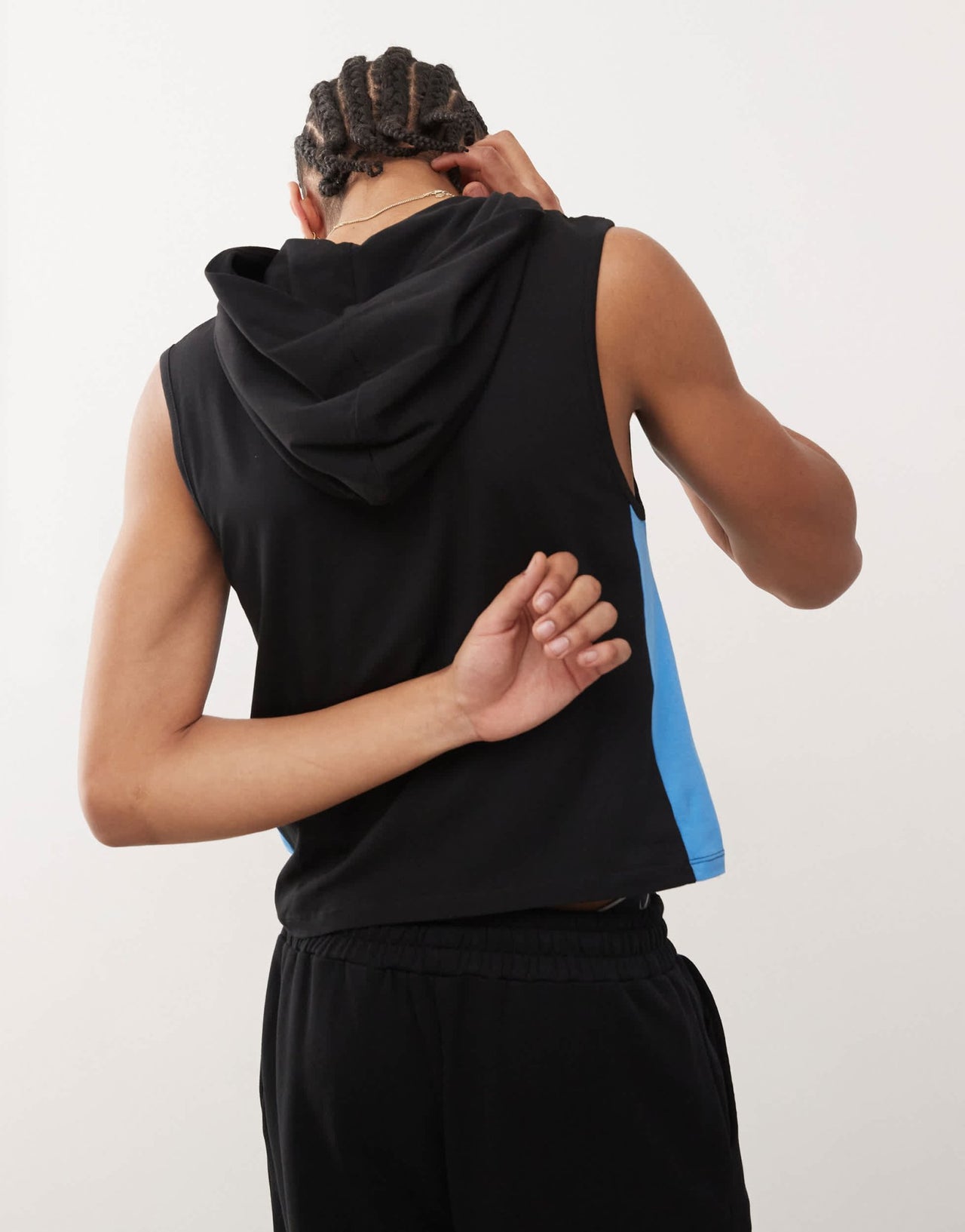 COLLUSION sleeveless jersey vest with hood and curved zip in navy - ASOS Sample Sale EU Store