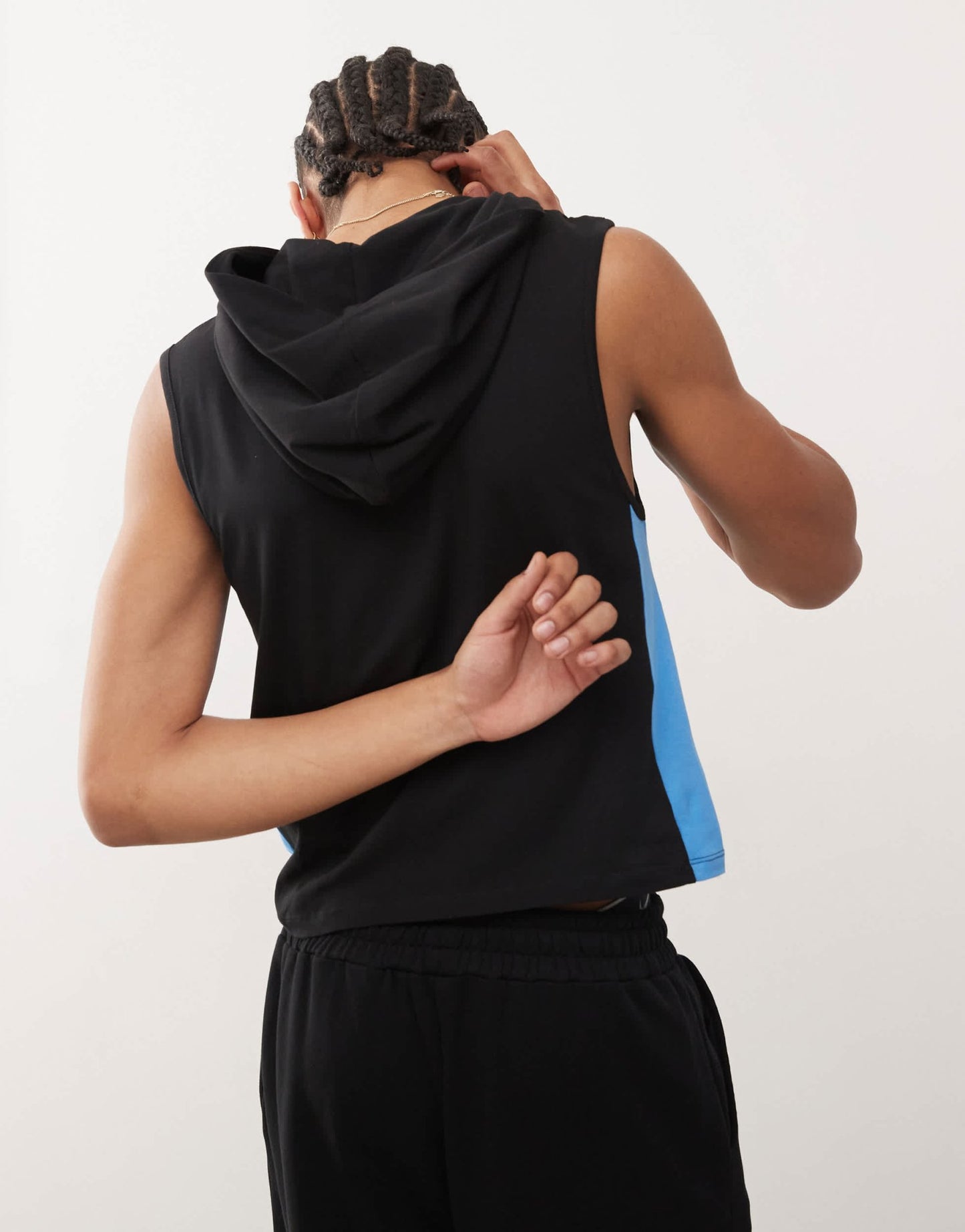 COLLUSION sleeveless jersey vest with hood and curved zip in navy - ASOS Sample Sale EU Store
