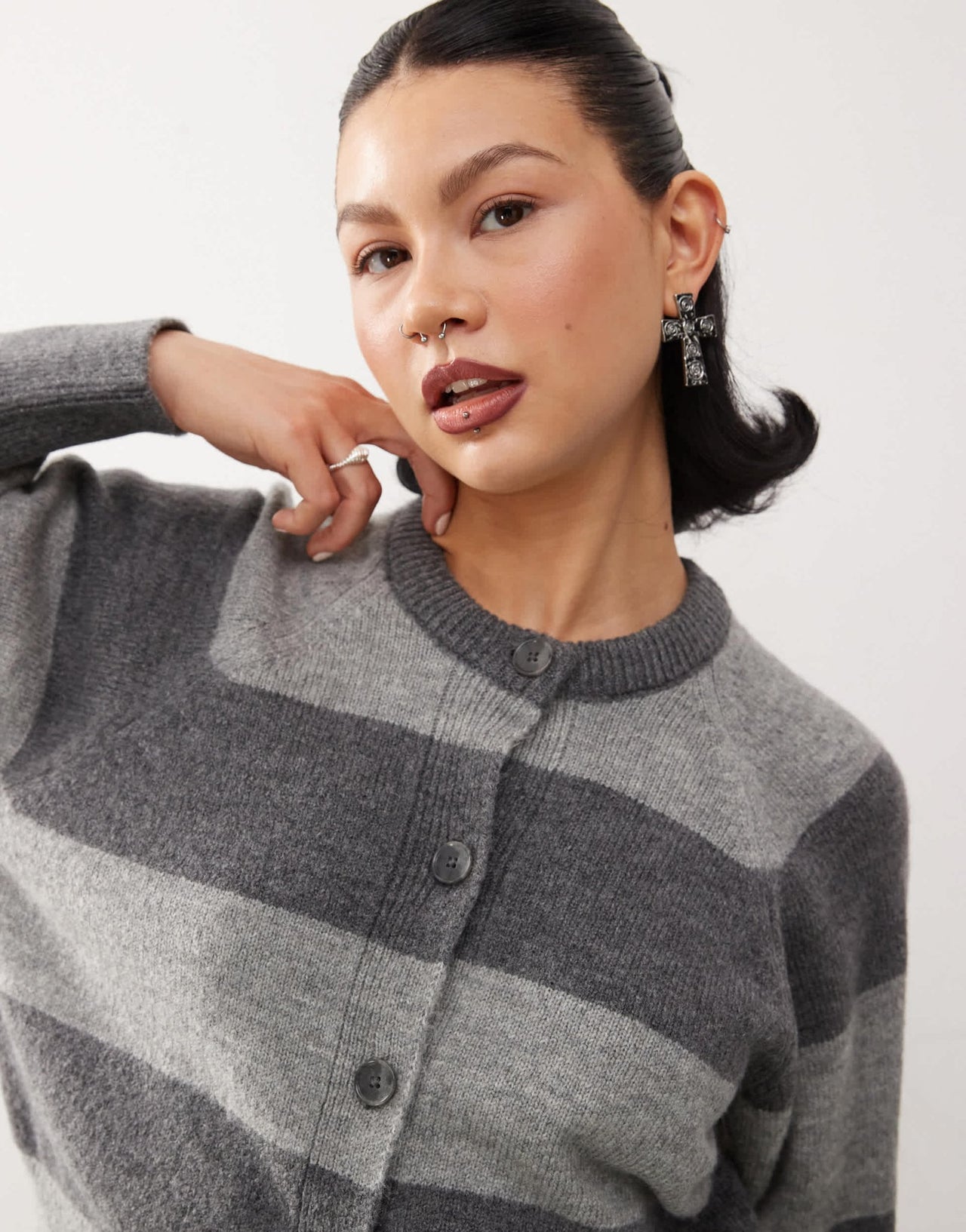 COLLUSION striped knitted cardigan in grey - ASOS Sample Sale EU Store