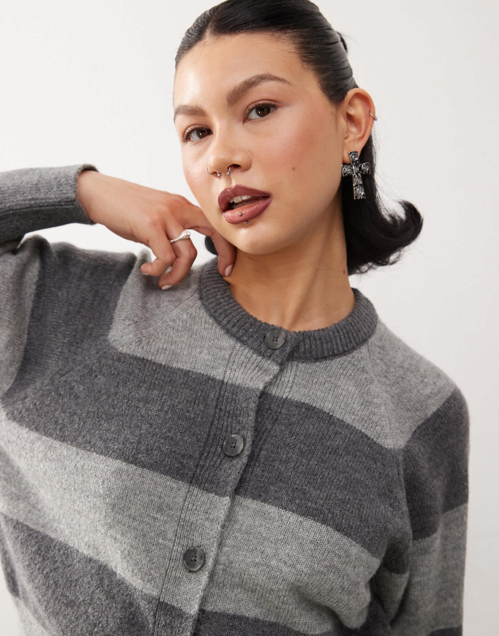 COLLUSION striped knitted cardigan in grey - ASOS Sample Sale EU Store