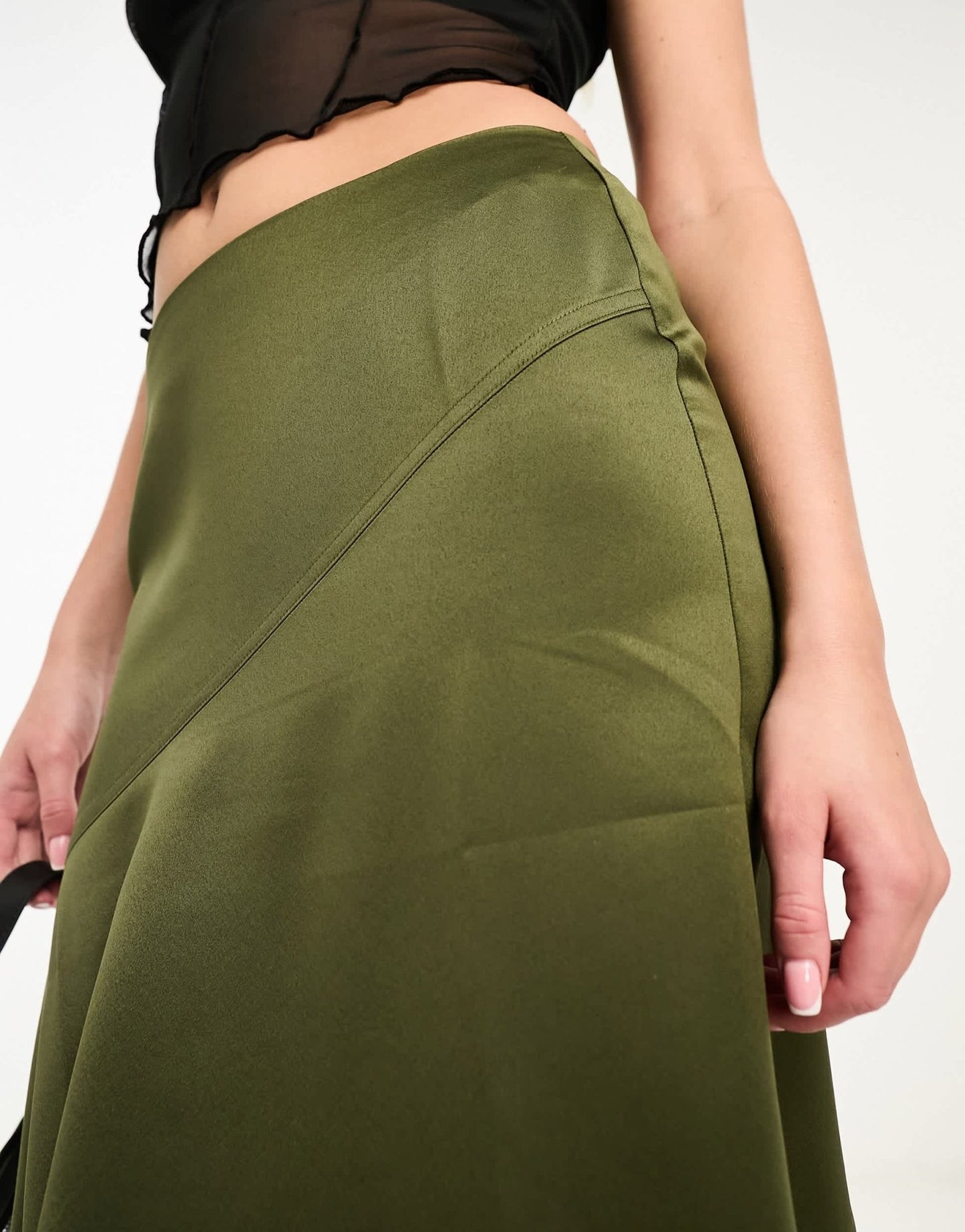 COLLUSION studios asymetric satin skirt co - ord in khaki - ASOS Sample Sale EU Store