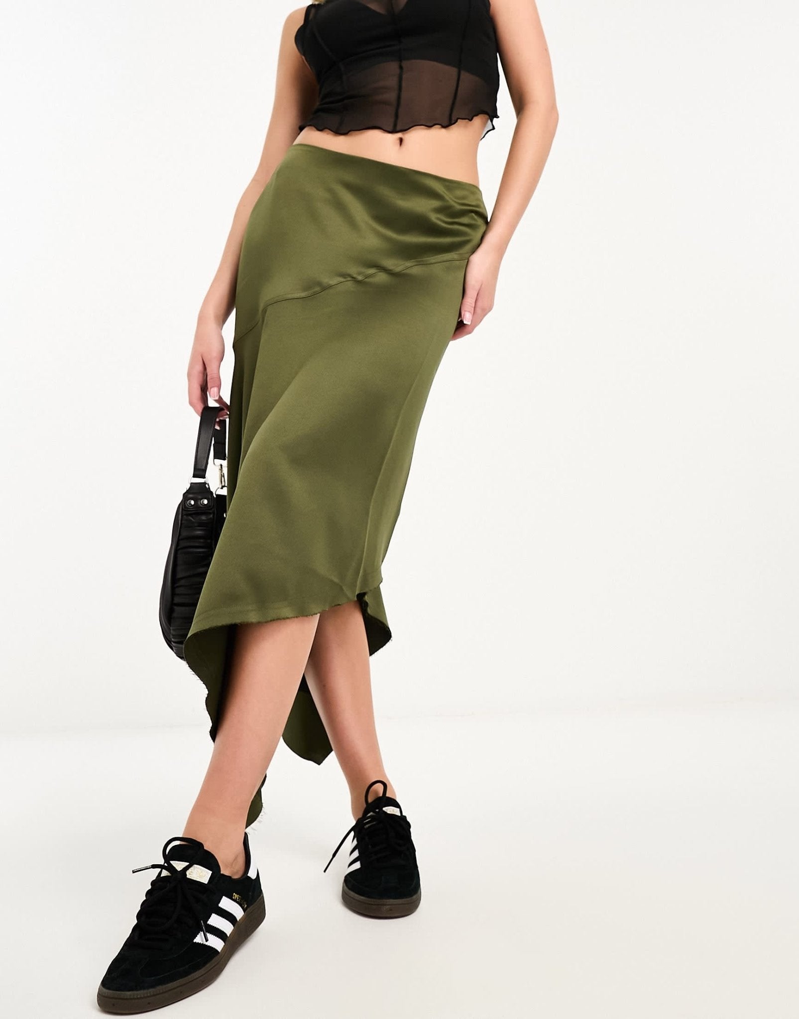 COLLUSION studios asymetric satin skirt co - ord in khaki - ASOS Sample Sale EU Store
