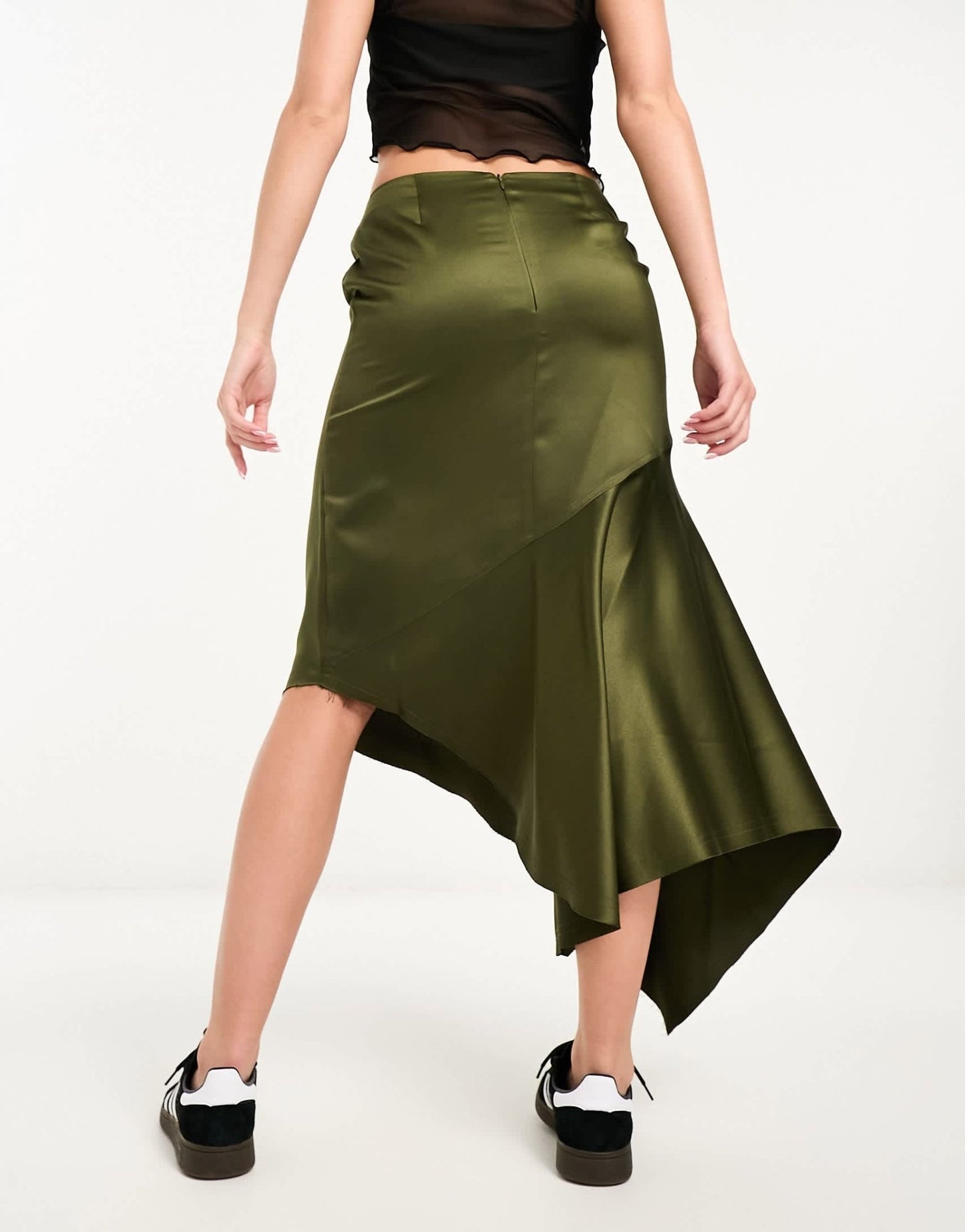 COLLUSION studios asymetric satin skirt co - ord in khaki - ASOS Sample Sale EU Store