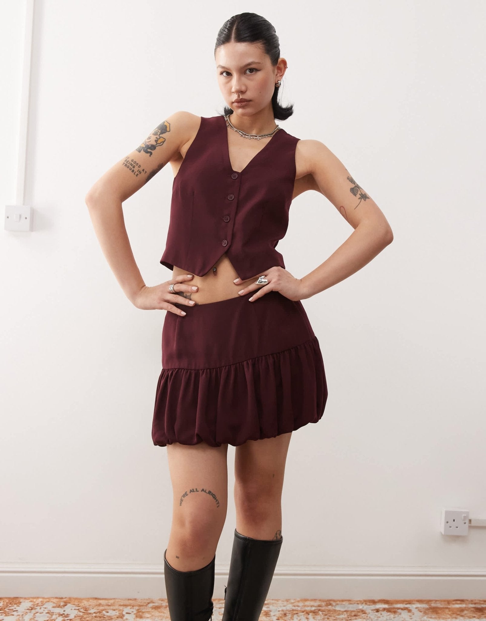 COLLUSION tailored bubble mini skirt co - ord in wine - ASOS Sample Sale EU Store