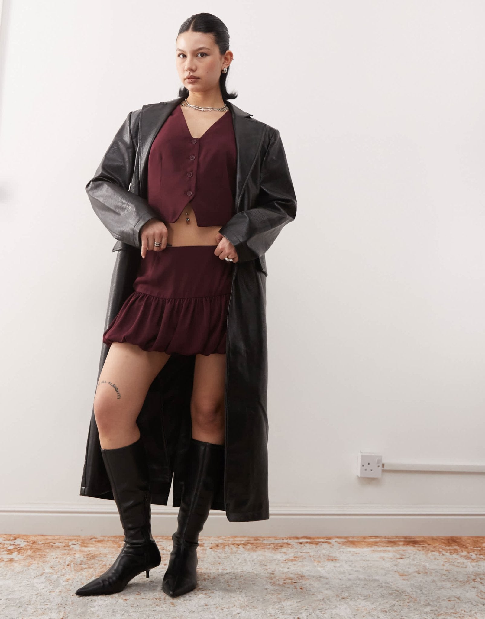 COLLUSION tailored bubble mini skirt co - ord in wine - ASOS Sample Sale EU Store