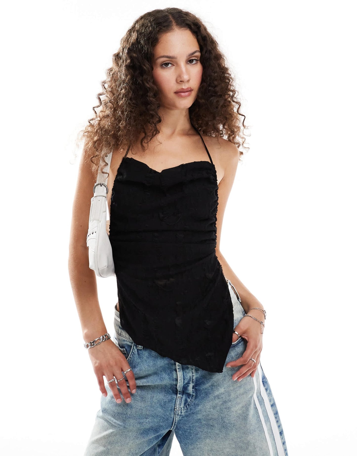 COLLUSION textured back detail halter top in black - ASOS Sample Sale EU Store