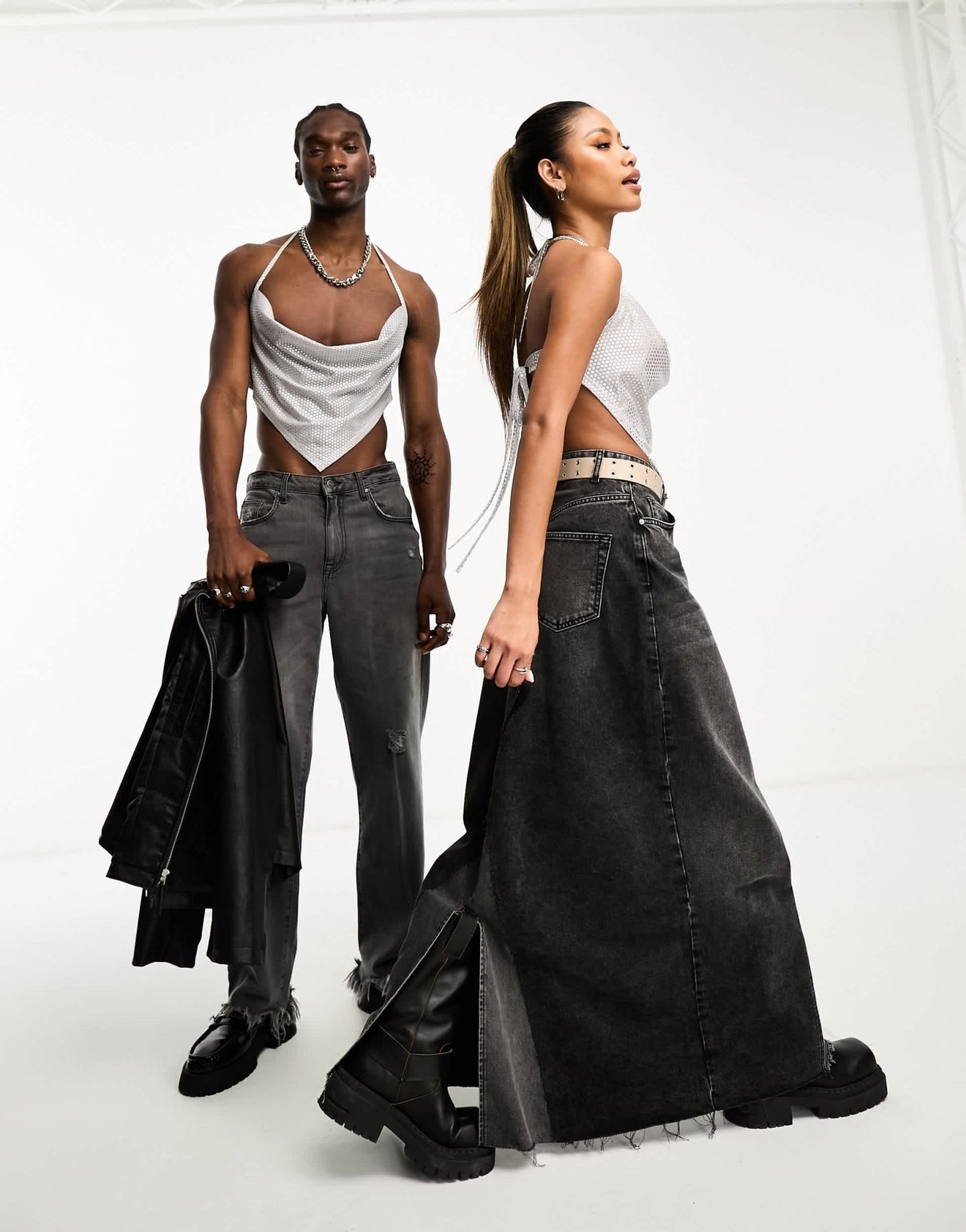COLLUSION Unisex backless sequin cami top in silver - ASOS Sample Sale EU Store