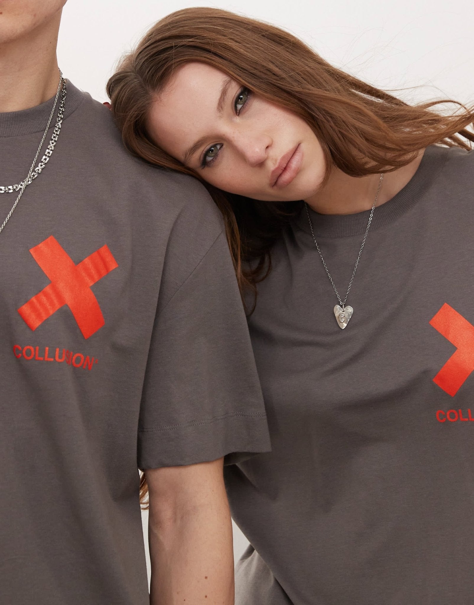 COLLUSION Unisex charcoal t-shirt with X logo in orange - ASOS Sample Sale EU Store