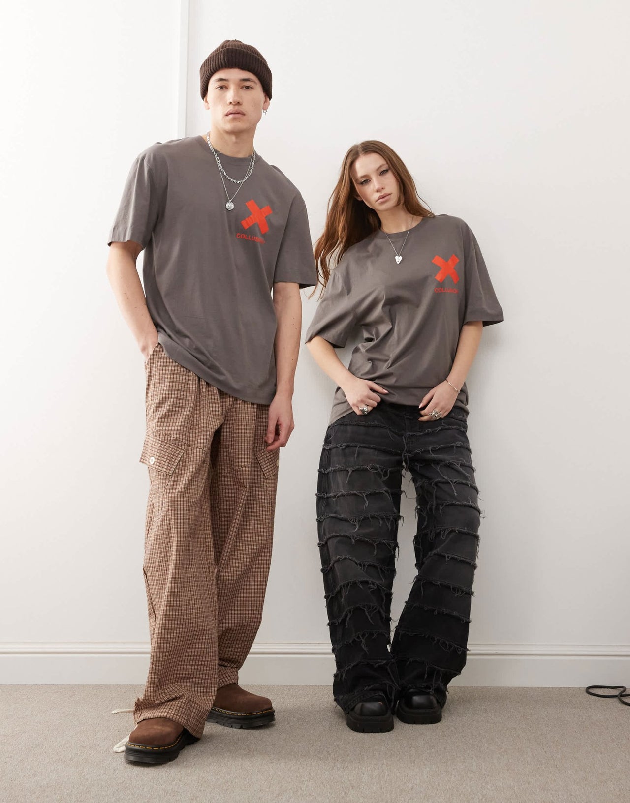 COLLUSION Unisex charcoal t-shirt with X logo in orange - ASOS Sample Sale EU Store