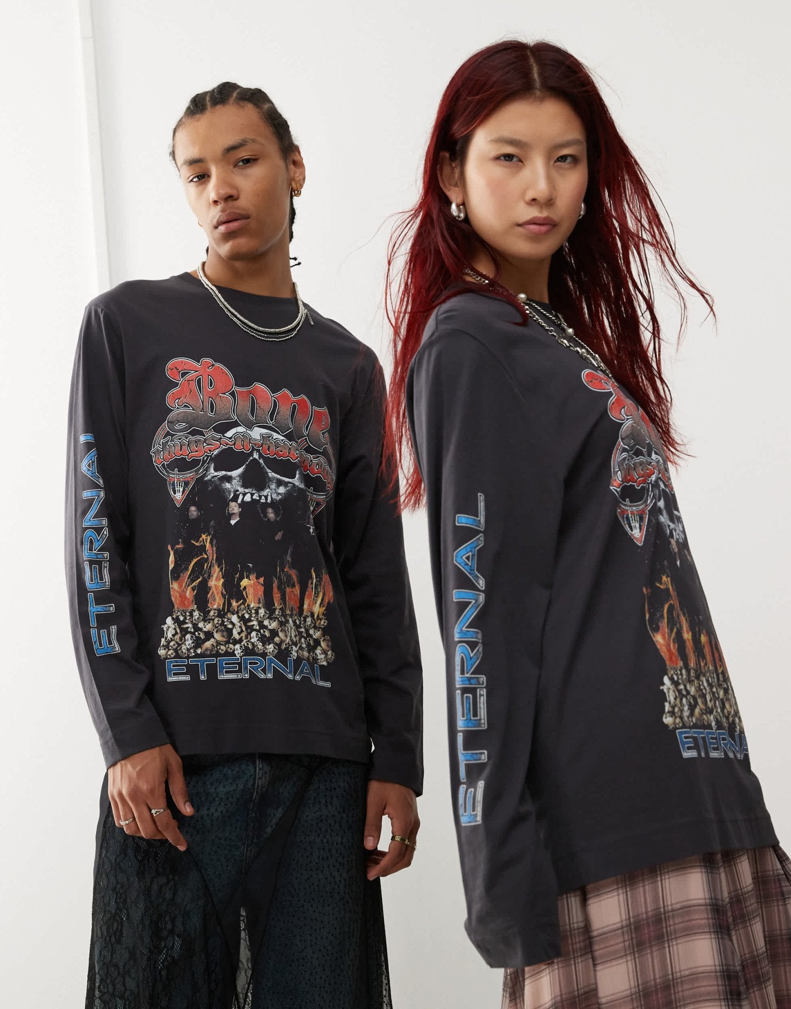 COLLUSION Unisex Licensed Bone Thugs n Harmony long sleeve graphic t-shirt in washed black - ASOS Sample Sale EU Store
