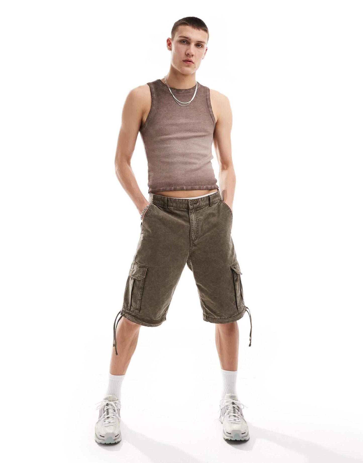 COLLUSION waffle muscle festival vest in brown with oil wash and tattoo print - ASOS Sample Sale EU Store