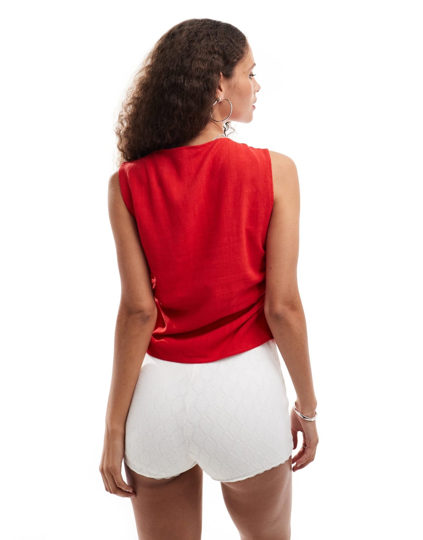 COLLUSION woven build up tank top with tie detail in red - RED - ASOS Sample Sale EU Store