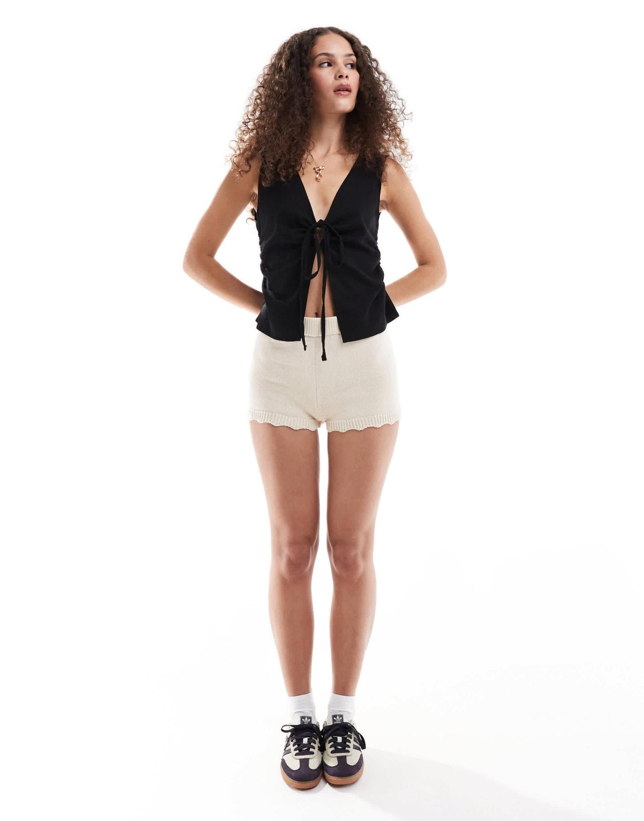 COLLUSION woven built up tank top with tie detail in black - BLACK - ASOS Sample Sale EU Store