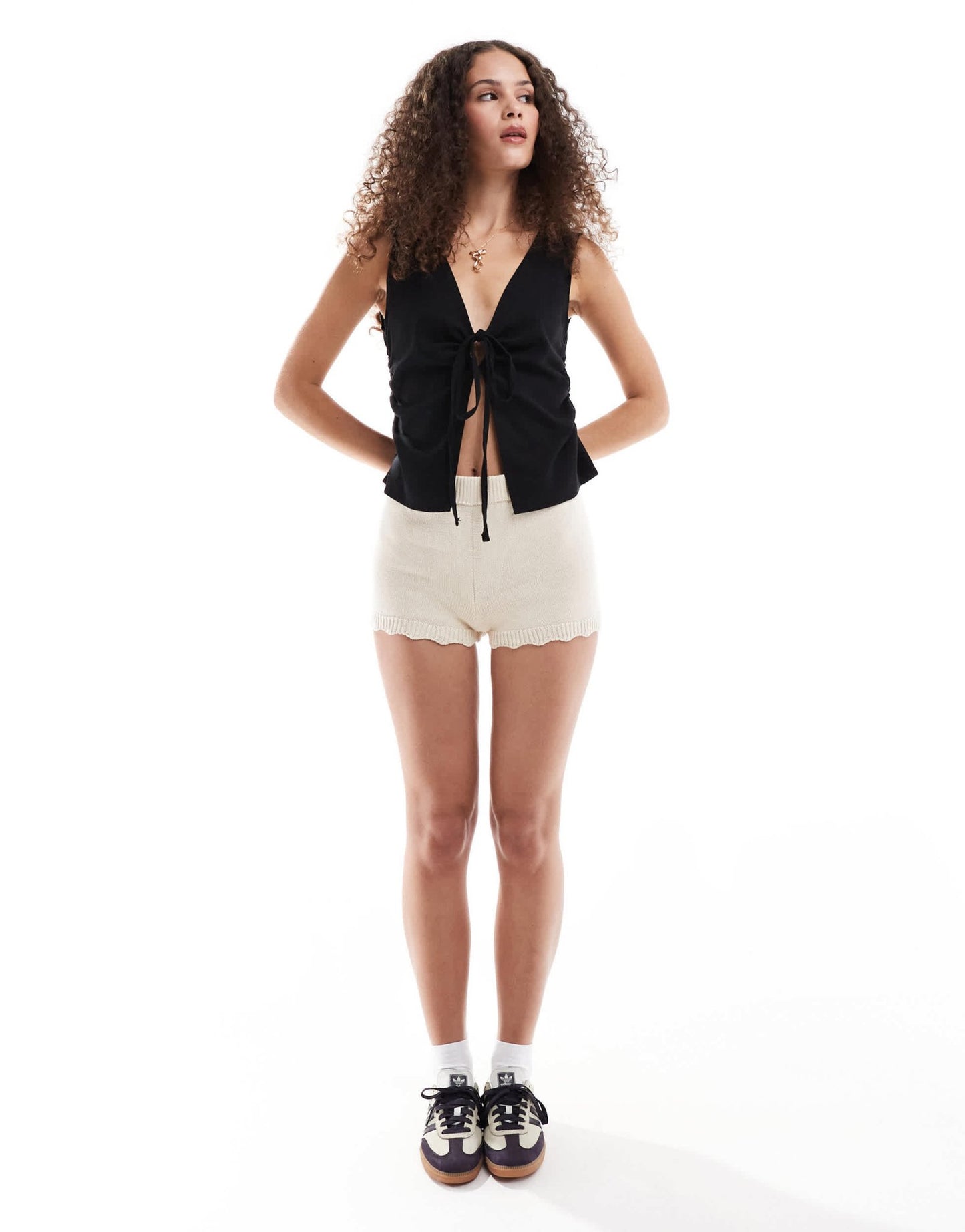COLLUSION woven built up tank top with tie detail in black - BLACK - ASOS Sample Sale EU Store